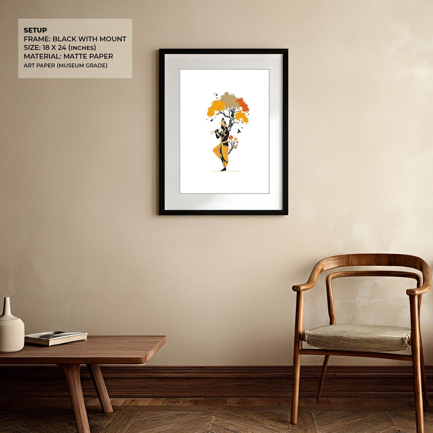 Krishna Playing Flute Under Tree – Vastu Painting
