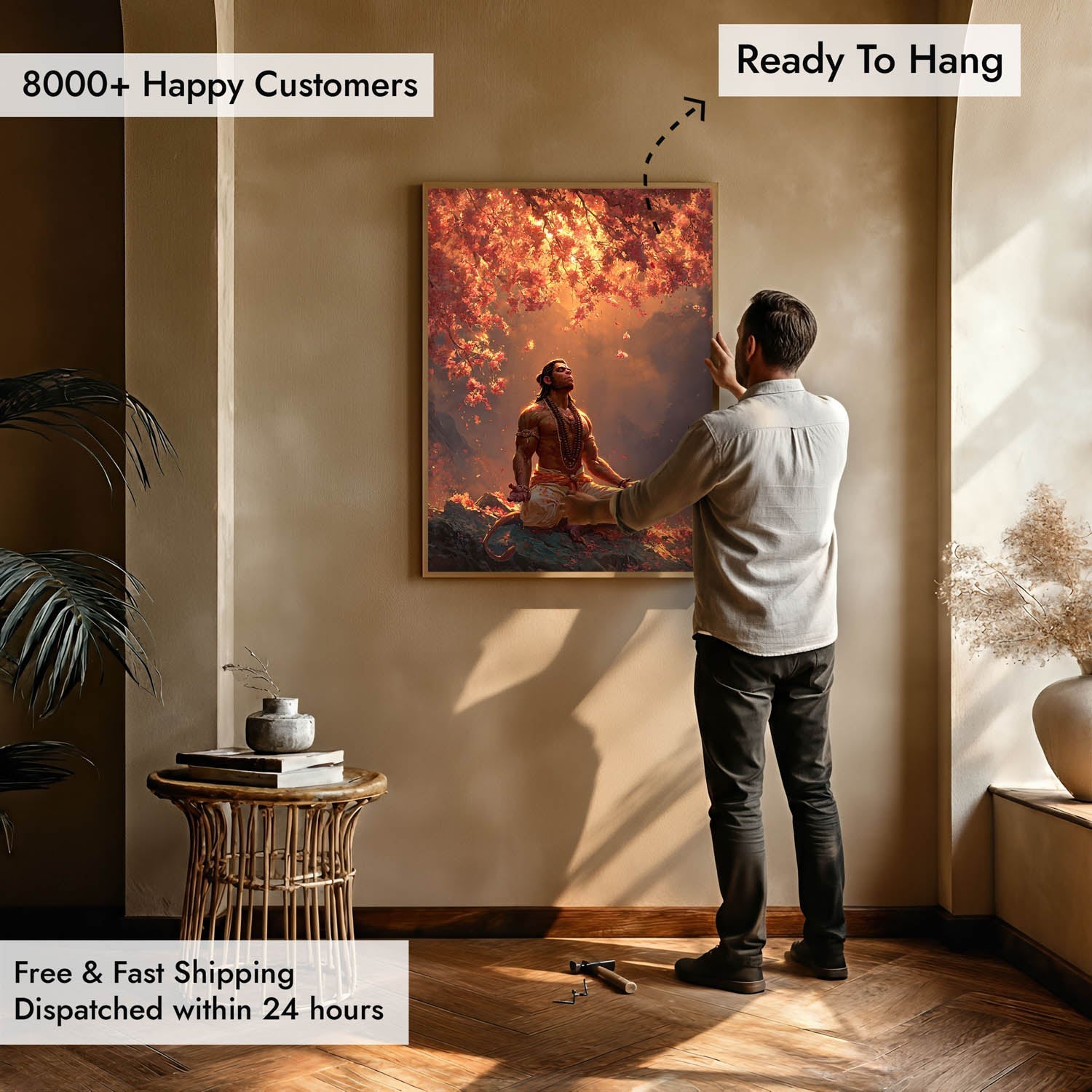 Lord Hanuman Meditation Painting – Vastu Wall Art