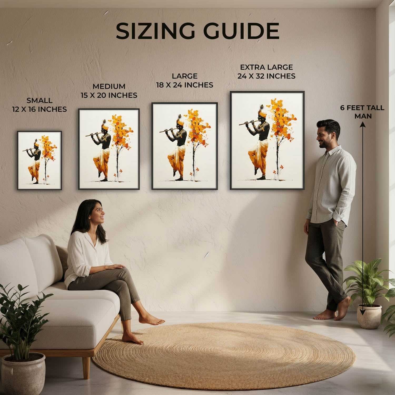 Lord Krishna Flute Painting with Tree – Vastu Wall Art