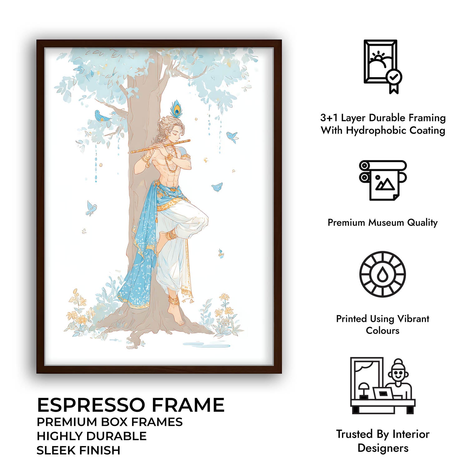 Lord Krishna Flute Wall Art – Vastu Painting for Home Decor