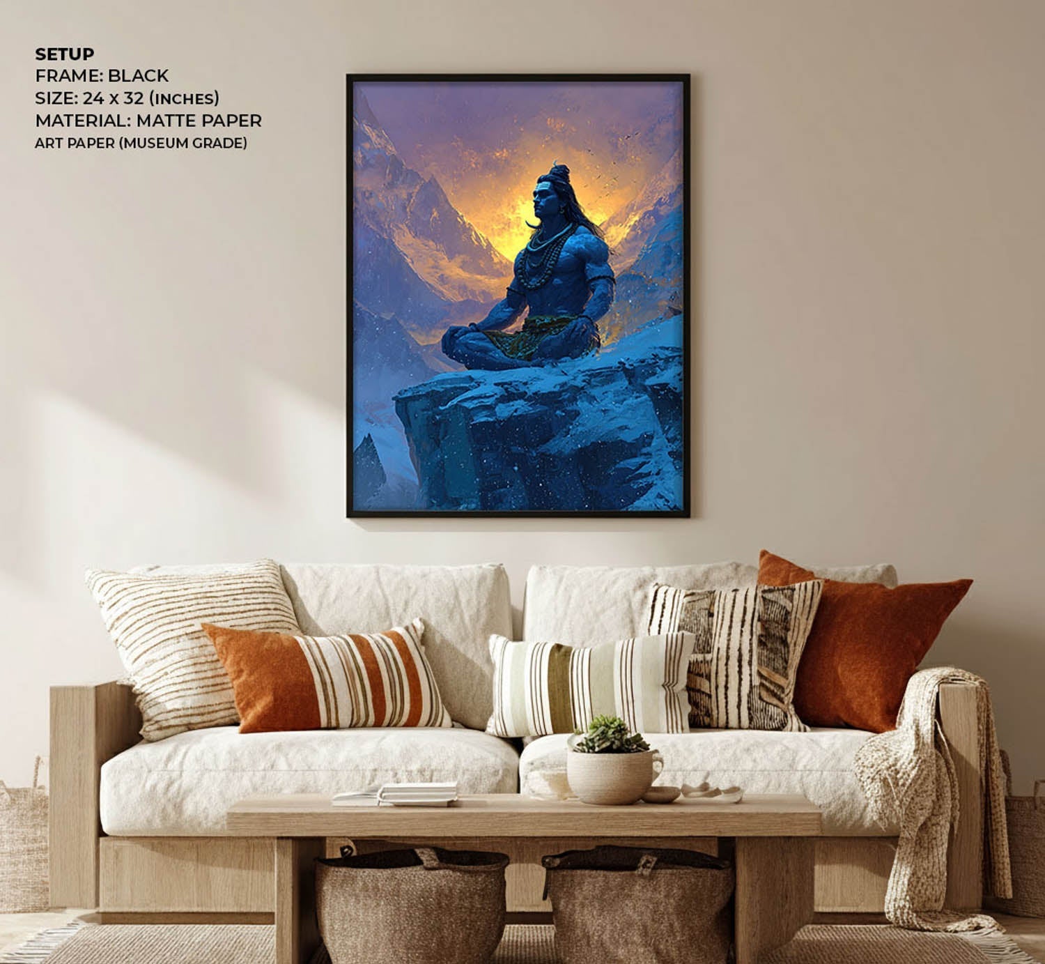 Lord Shiva Meditation Painting – Mahadev Himalayan Vastu Wall Art