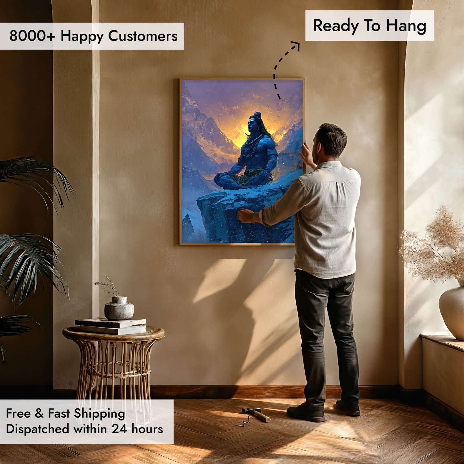 Lord Shiva Meditation Painting – Mahadev Himalayan Vastu Wall Art