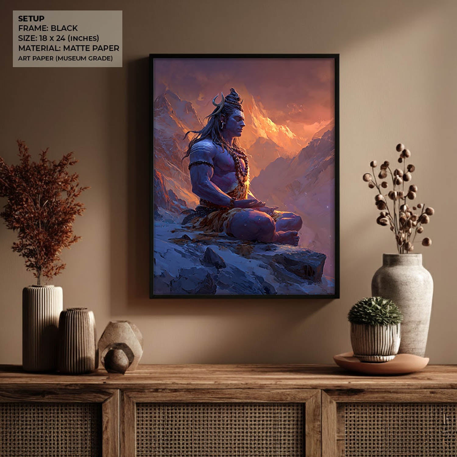 Lord Shiva Meditation Painting – Mahadev Wall Art