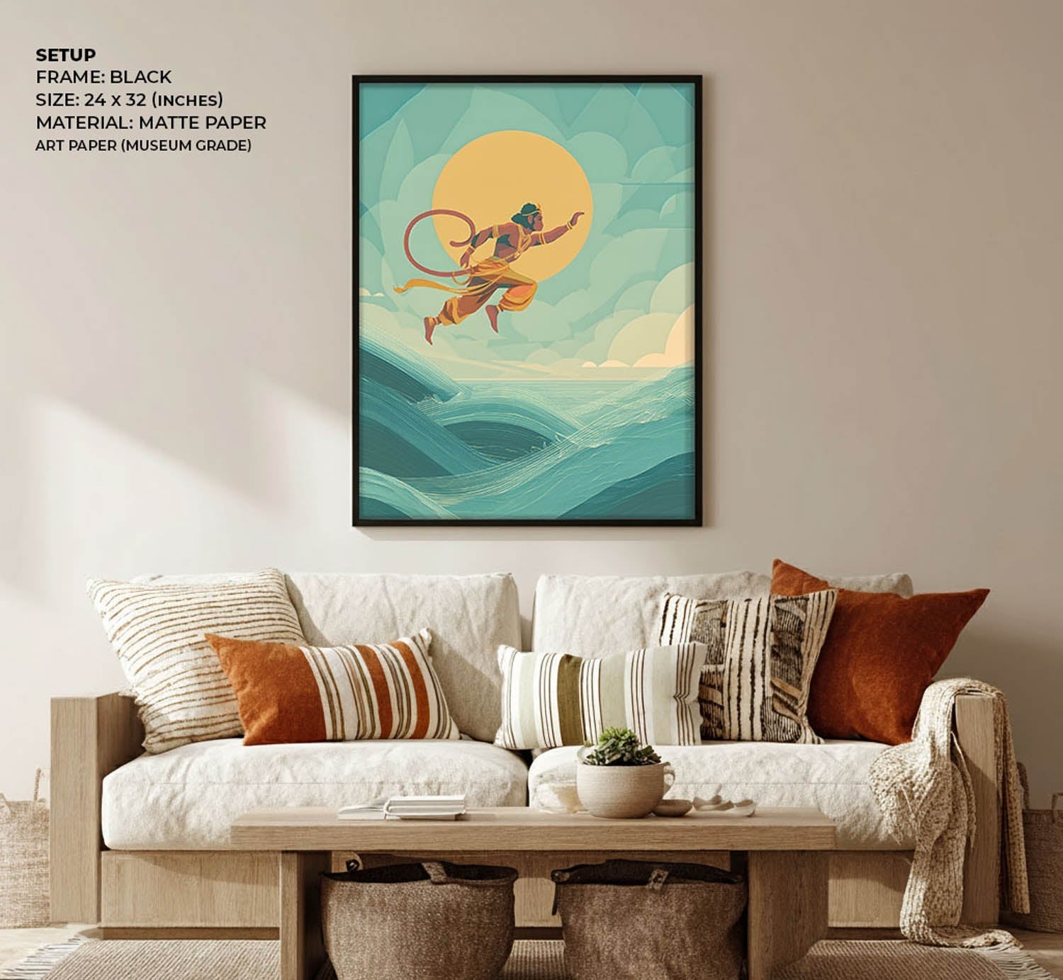 Mighty Hanuman Painting – Ocean Crossing Wall Art