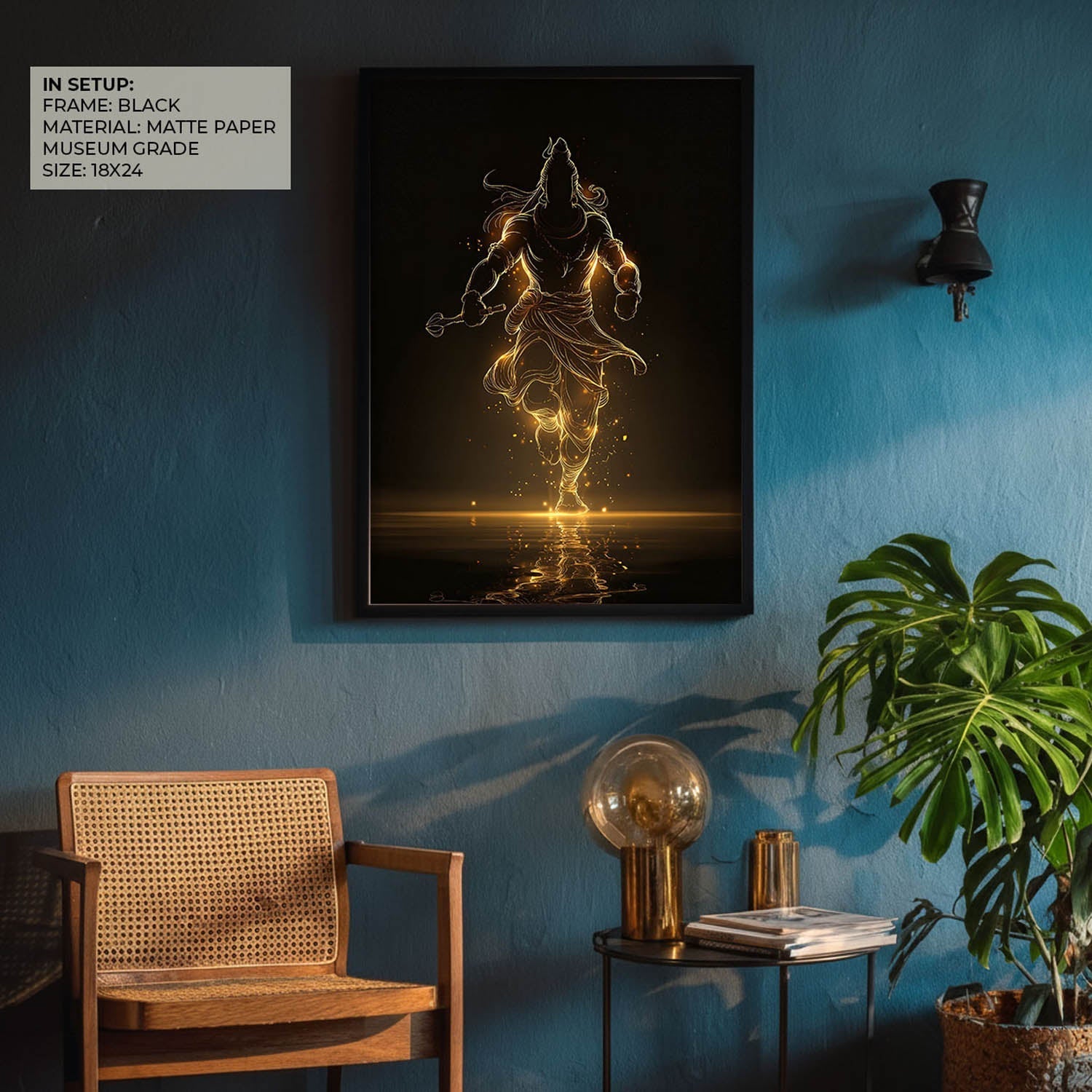 Radiant Mahadev – Golden Silhouette Shiva Wall Art