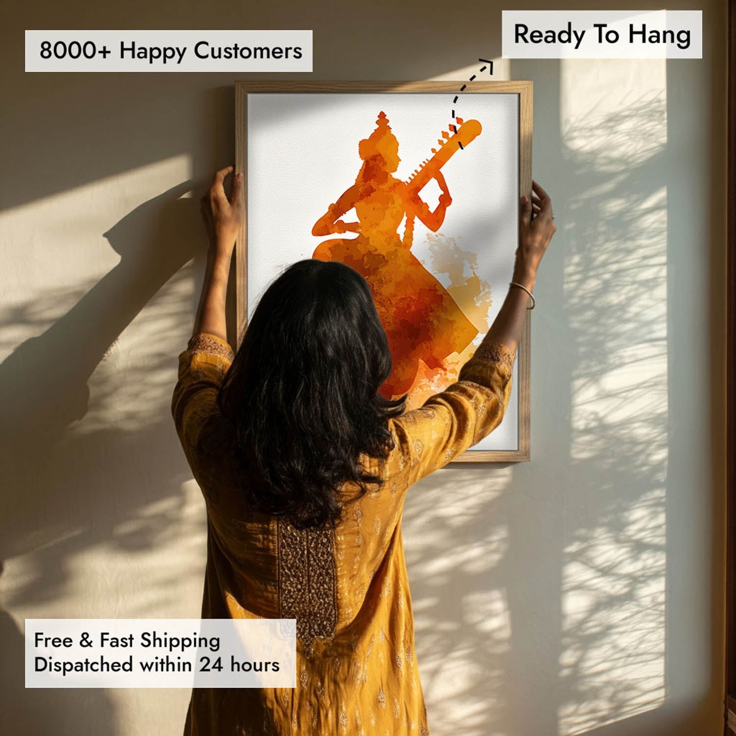 Saraswati Painting – Goddess of Knowledge Wall Art