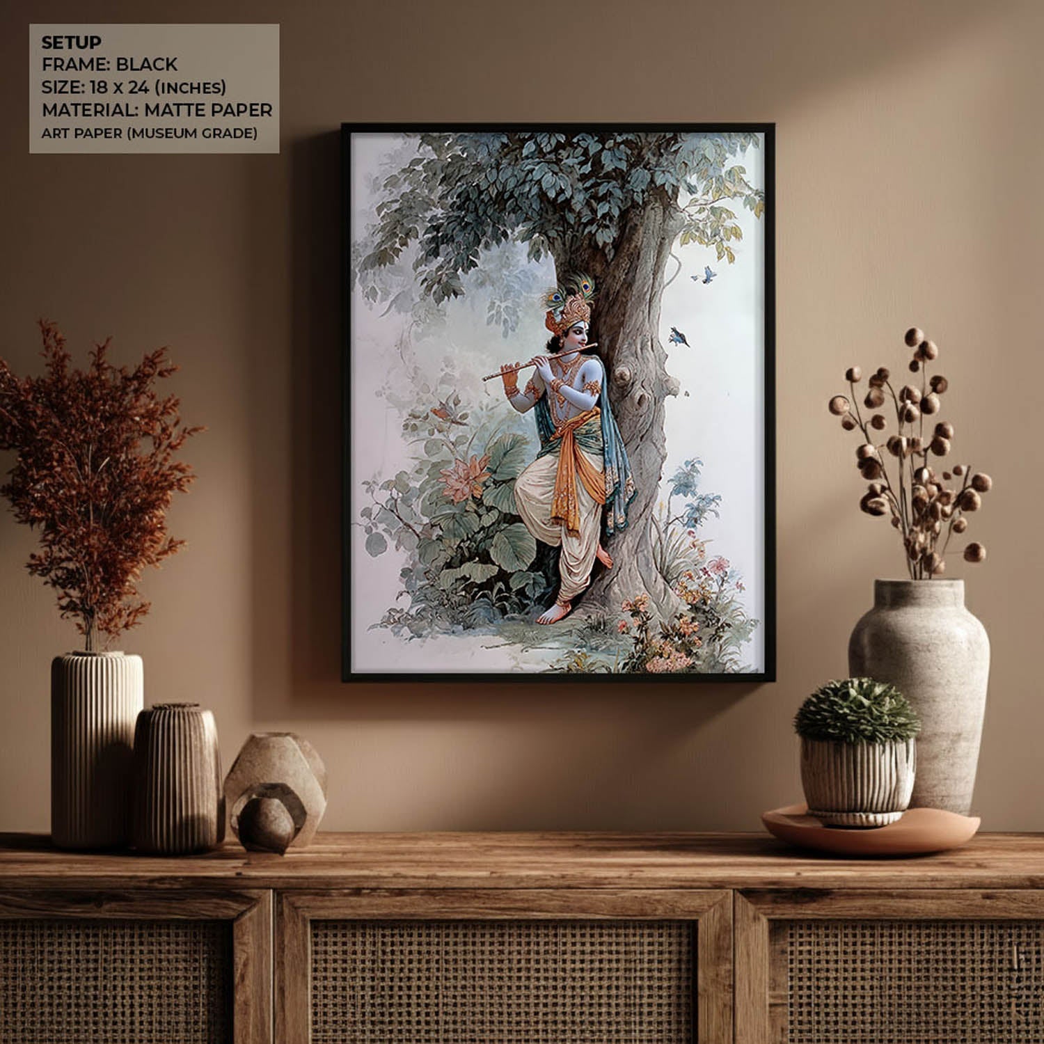 Shree Krishna Playing Flute Painting – Vastu Wall Art