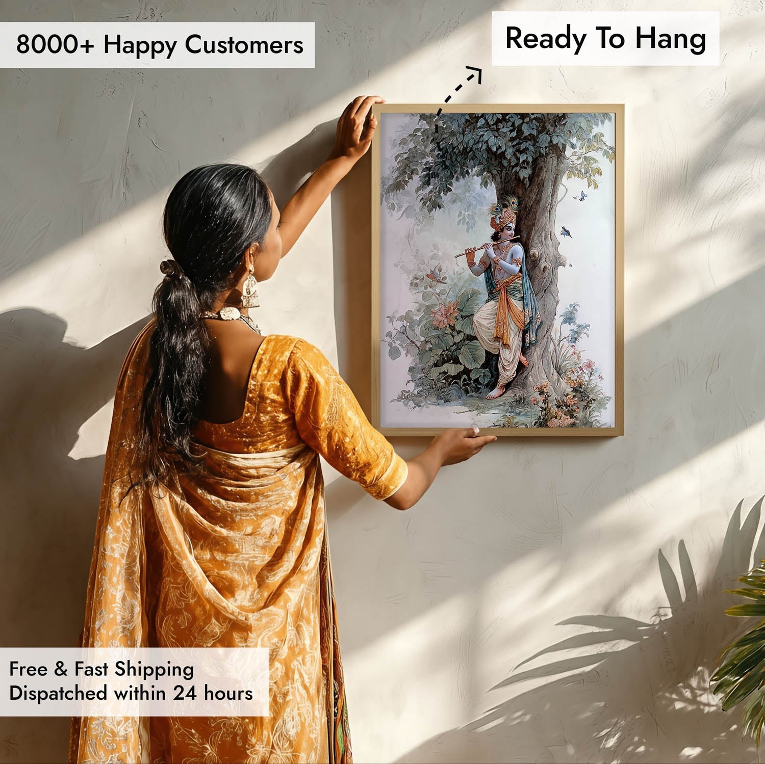 Shree Krishna Playing Flute Painting – Vastu Wall Art