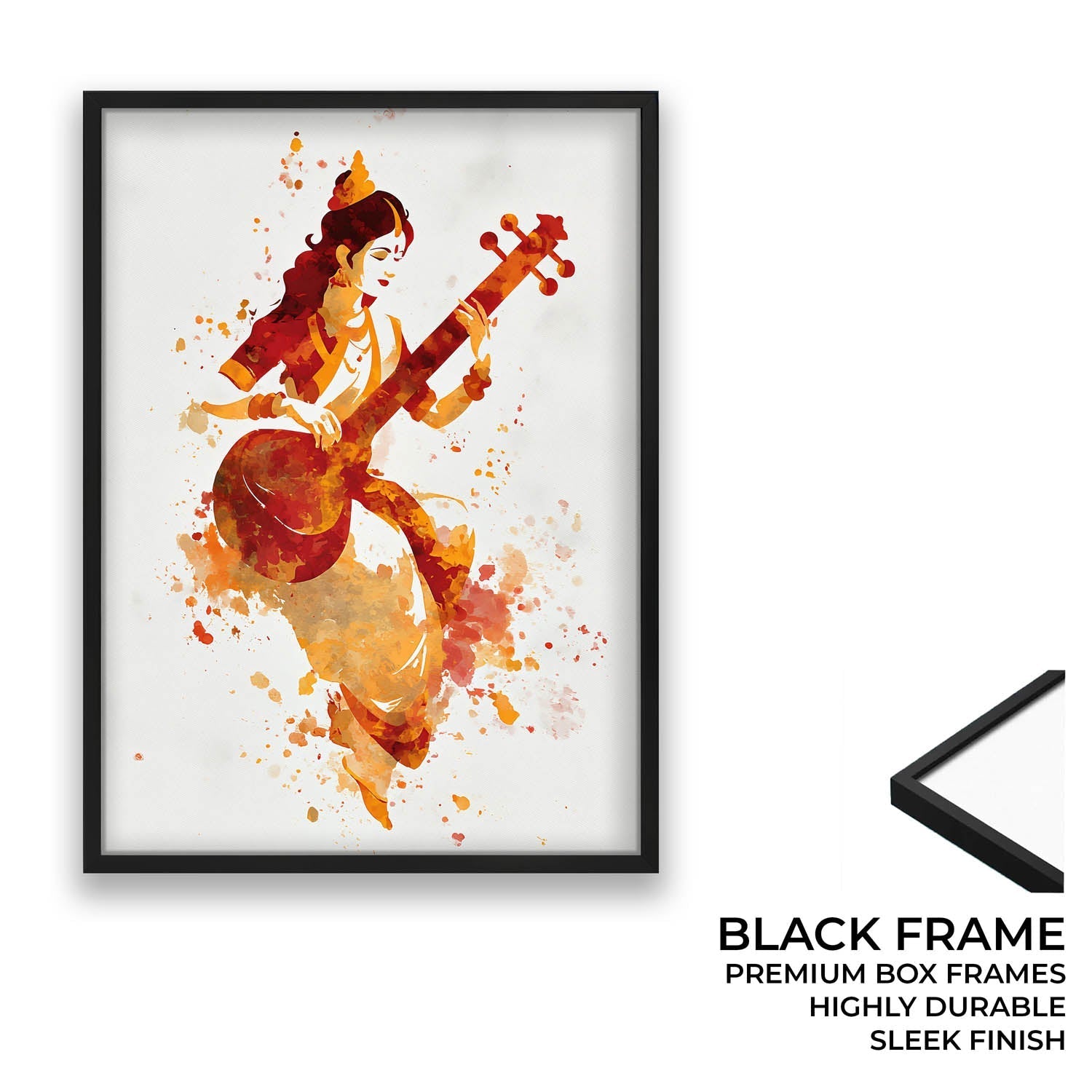 Veena Saraswati Painting – Goddess of Wisdom Wall Art