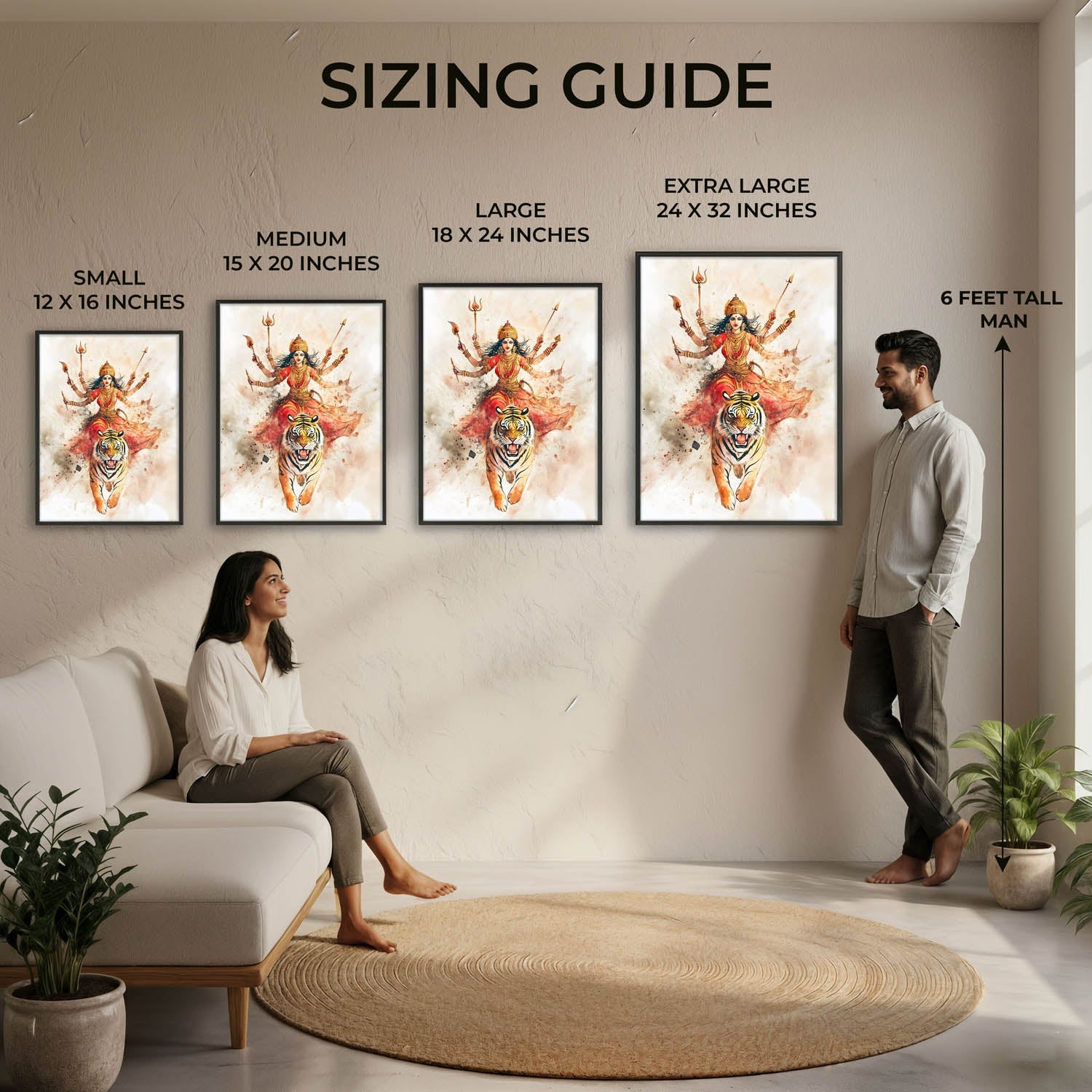 Goddess Durga on Tiger - Vastu Painting