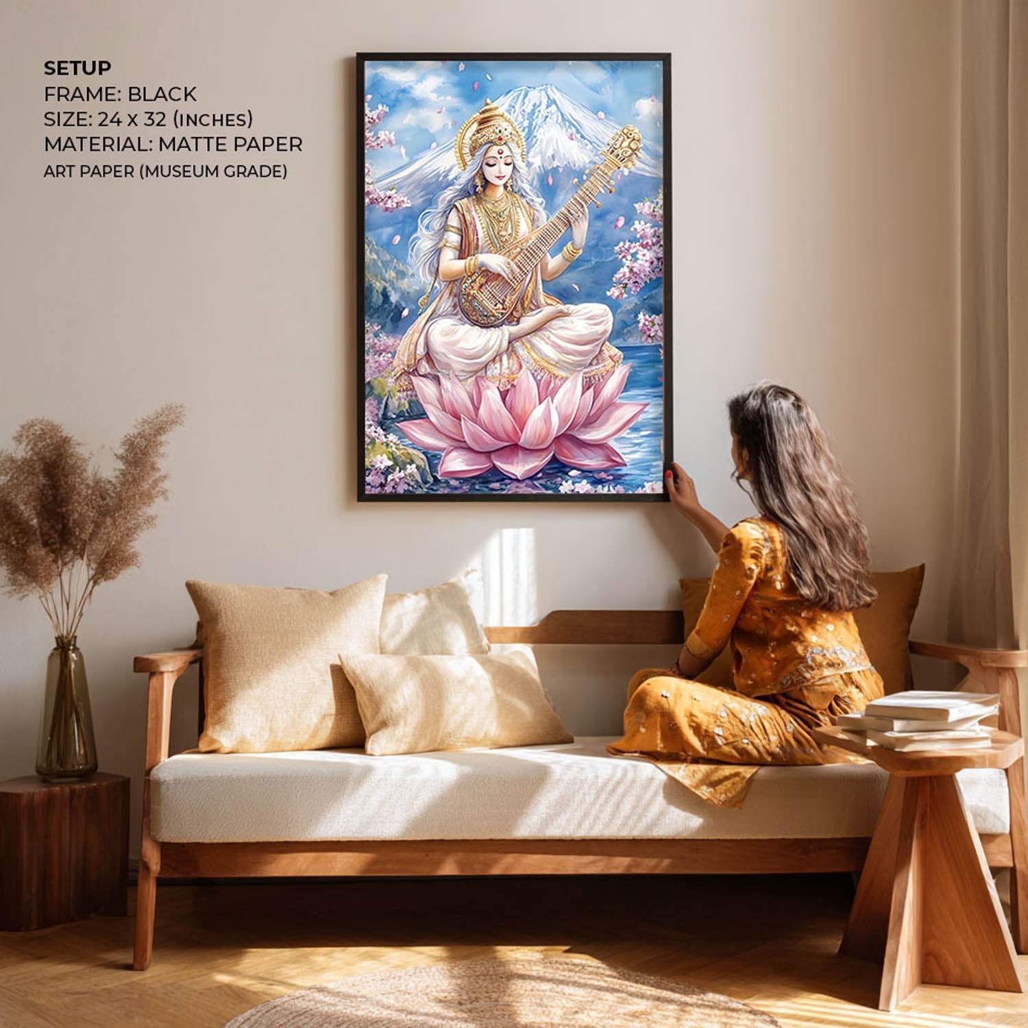 Goddess Saraswati in Himalaya - Vastu Painting