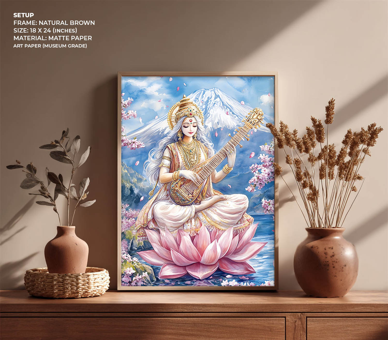 Goddess Saraswati in Himalaya - Vastu Painting
