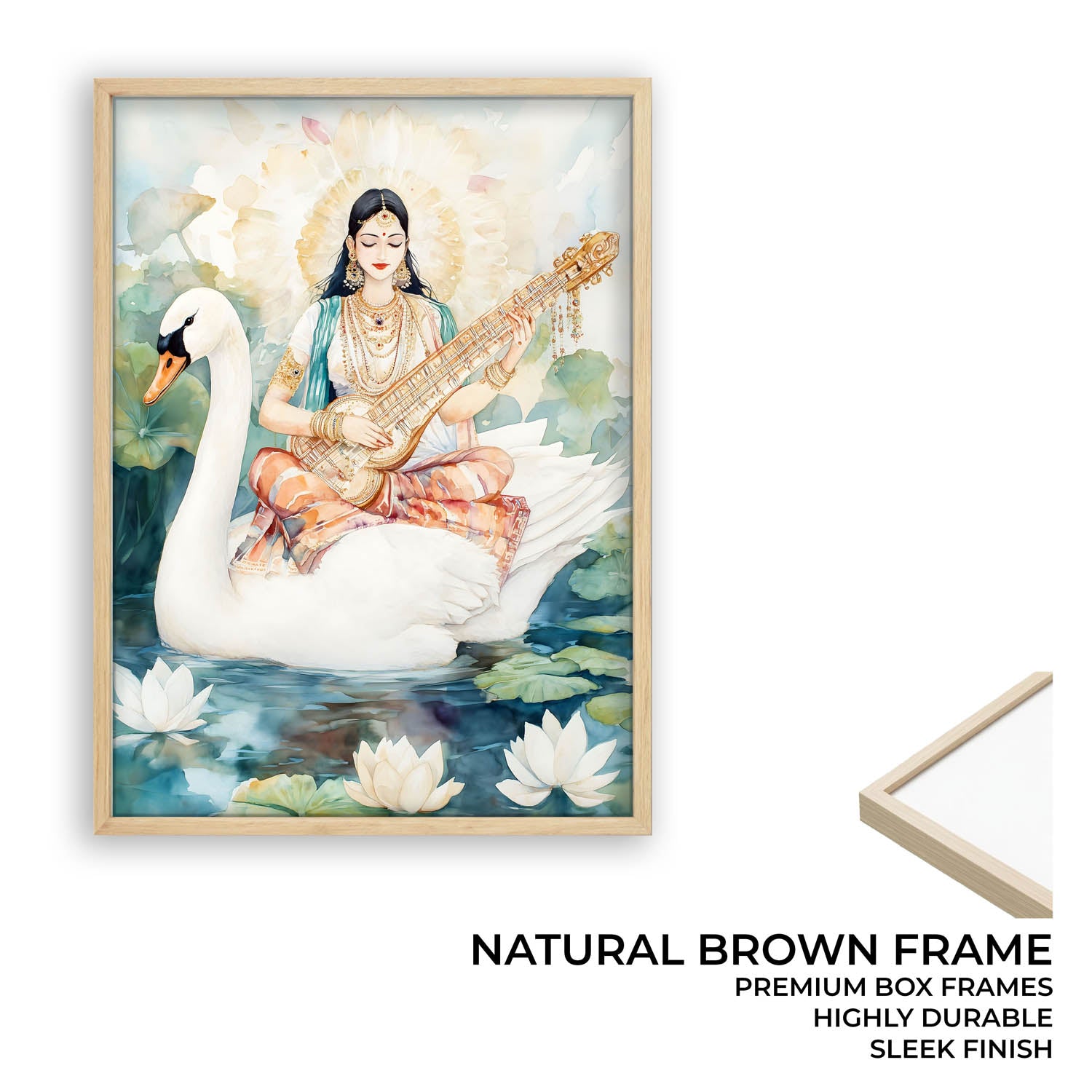 Goddess Saraswati on Swan - Vastu Painting