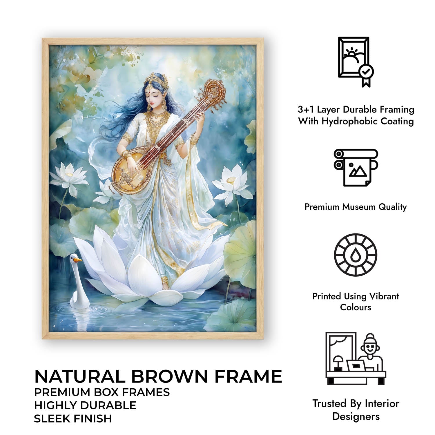 Goddess Saraswati with Swan - Vastu Painting