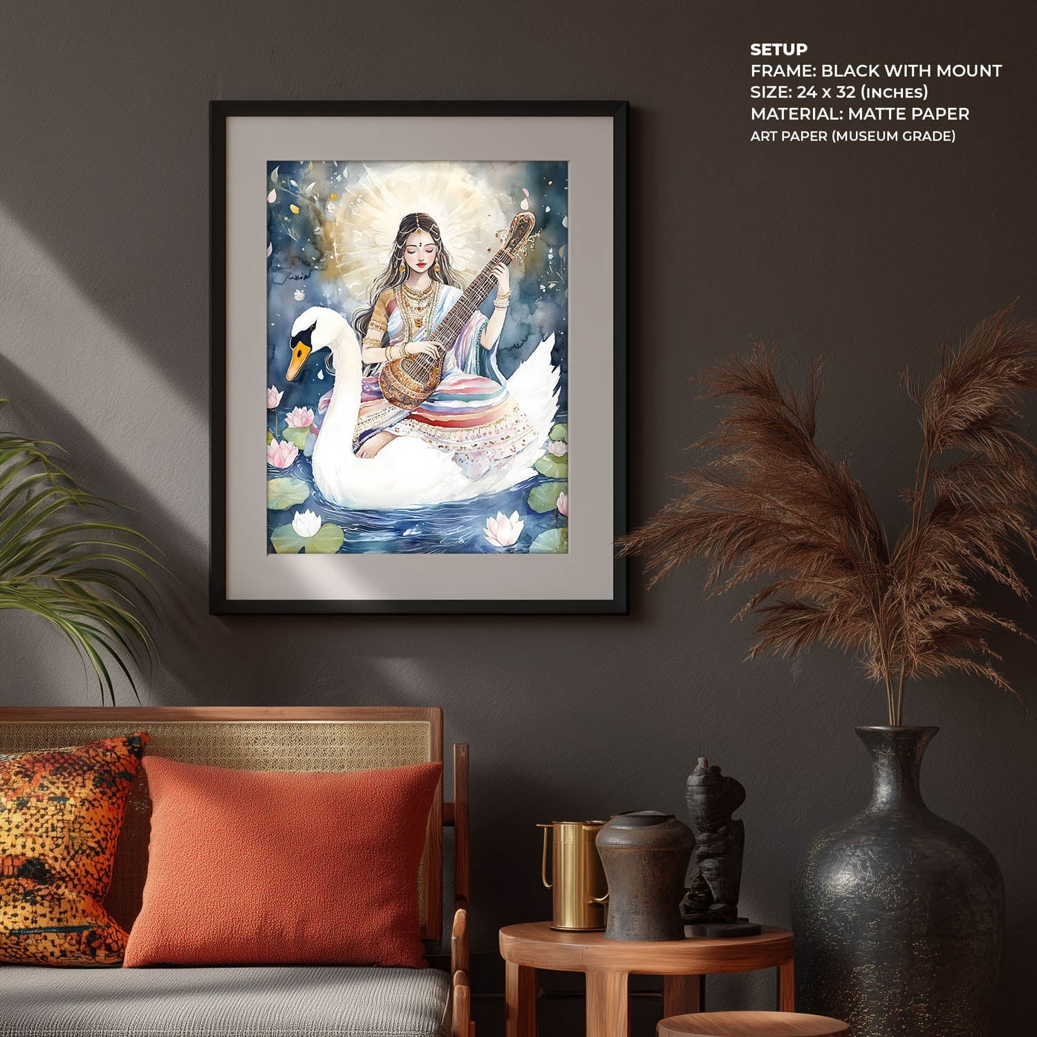 Saraswati Maa with Swan - Vastu Painting
