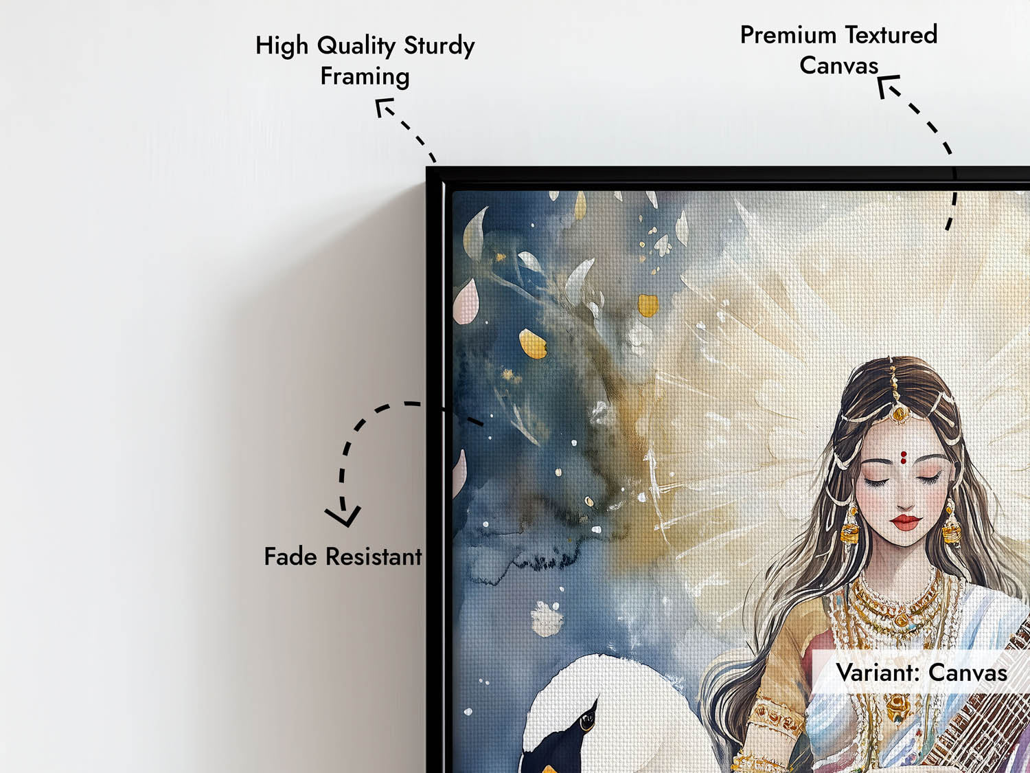 Saraswati Maa with Swan - Vastu Painting