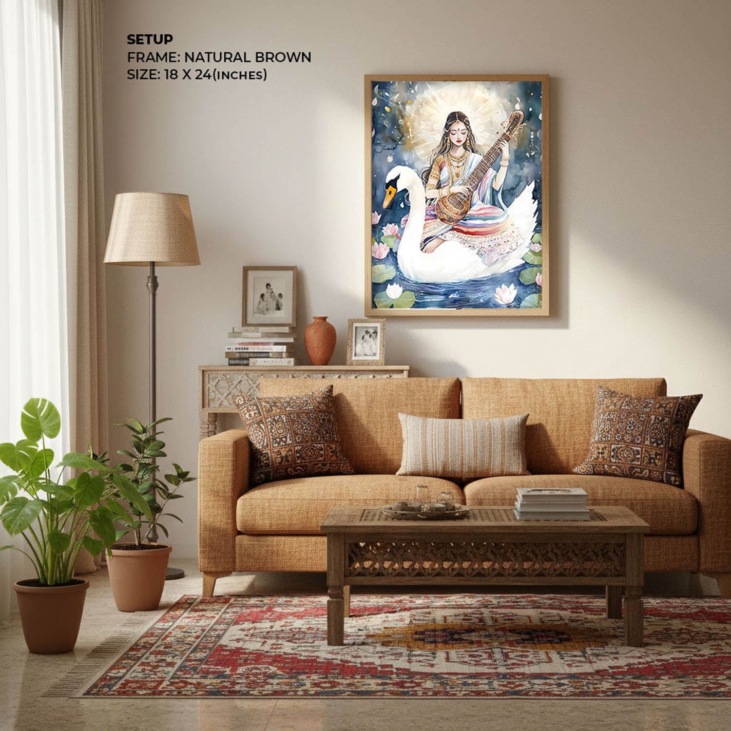 Saraswati Maa with Swan - Vastu Painting