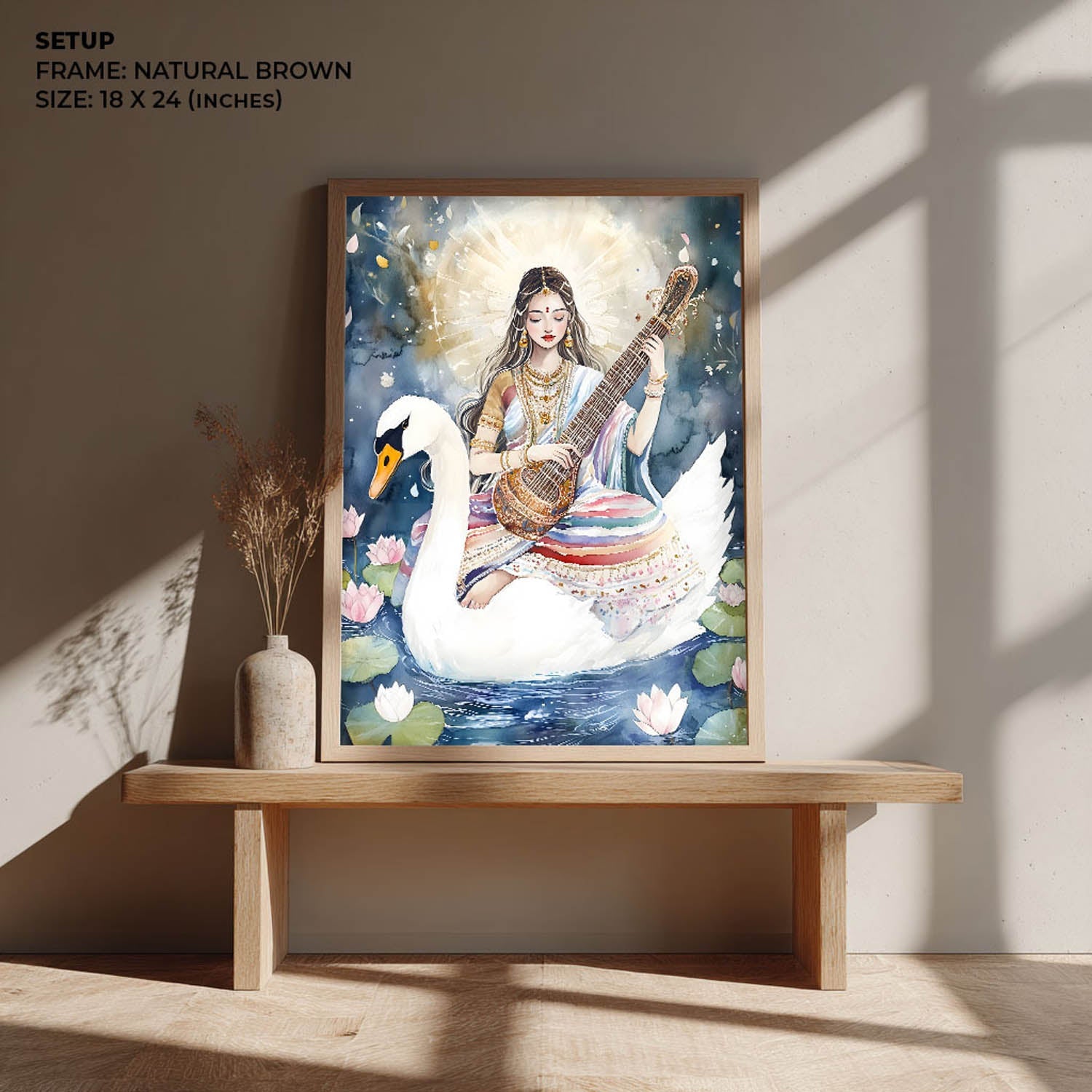 Saraswati Maa with Swan - Vastu Painting