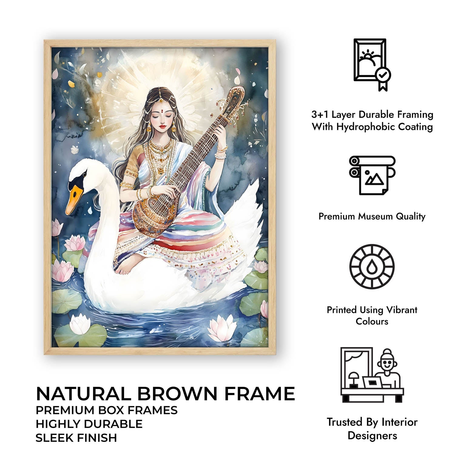 Saraswati Maa with Swan - Vastu Painting