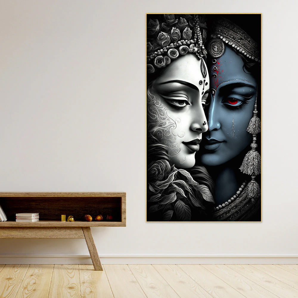 Shree Krishna Radha illustration Canvas Wall Painting for Living Room, Bedroom, Office.