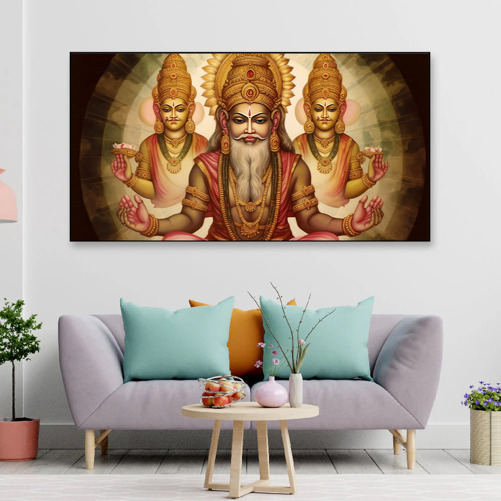 Portrait Indian god brahma Wall Painting for Living Room, Bedroom, Office.