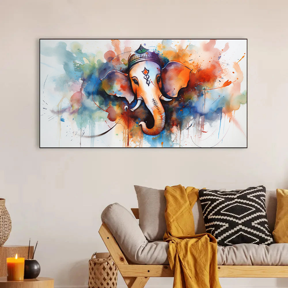 Ganpati eves Canvas Wall Painting for Living Room, Bedroom, Office.