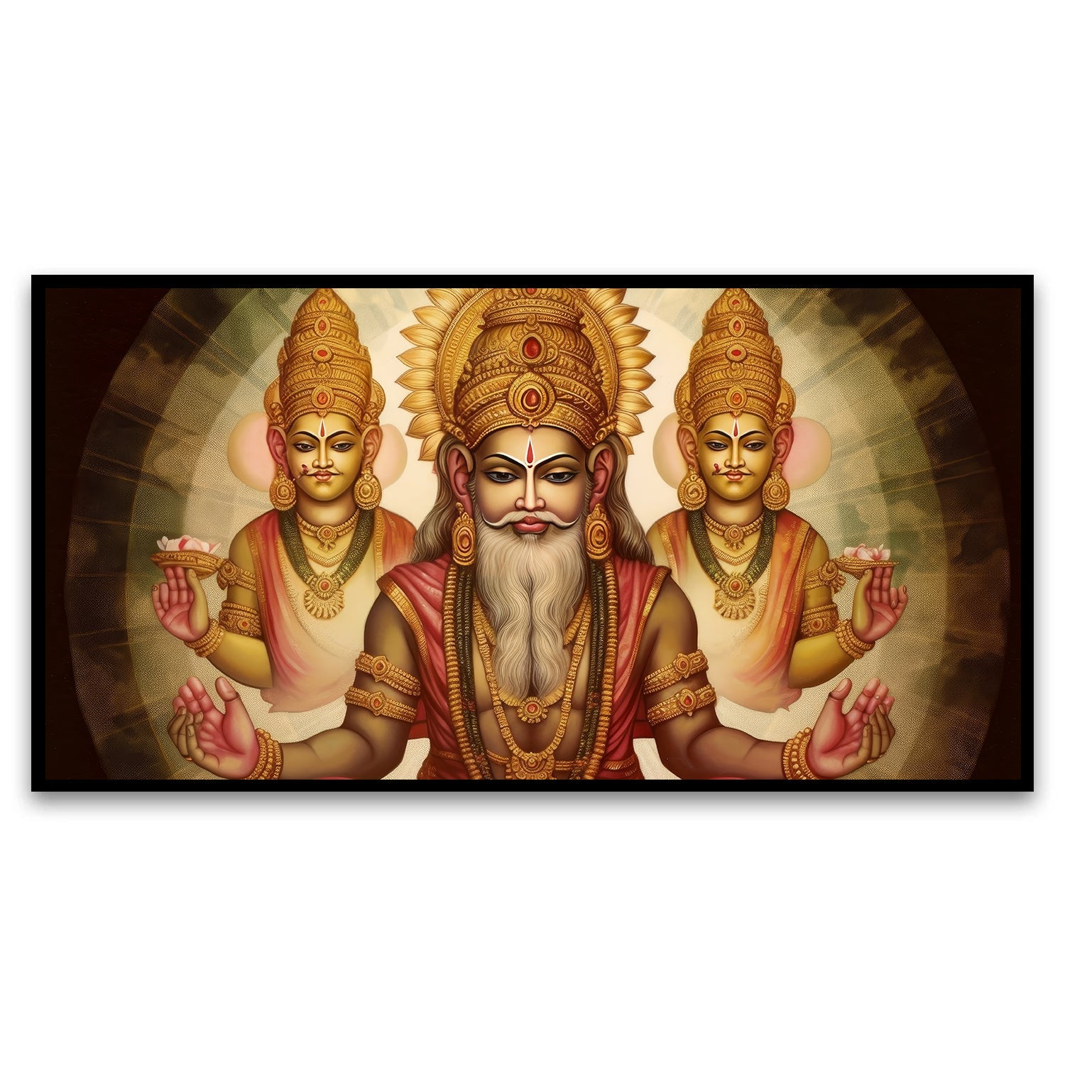 Portrait Indian god brahma Wall Painting for Living Room, Bedroom, Office.