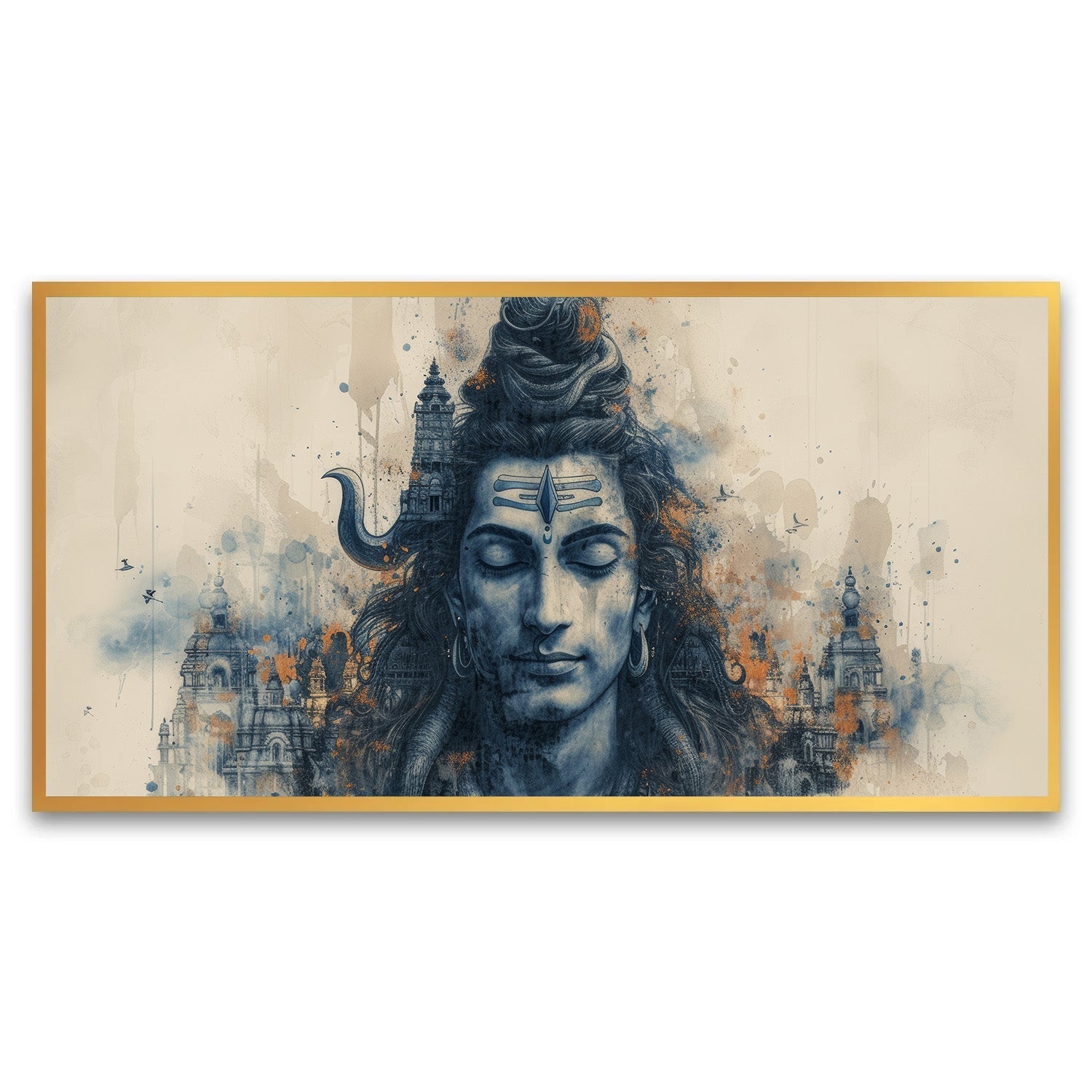 Artistic representation Hindu deity with tears trisula motif Wall Painting for Living Room, Bedroom, Office.
