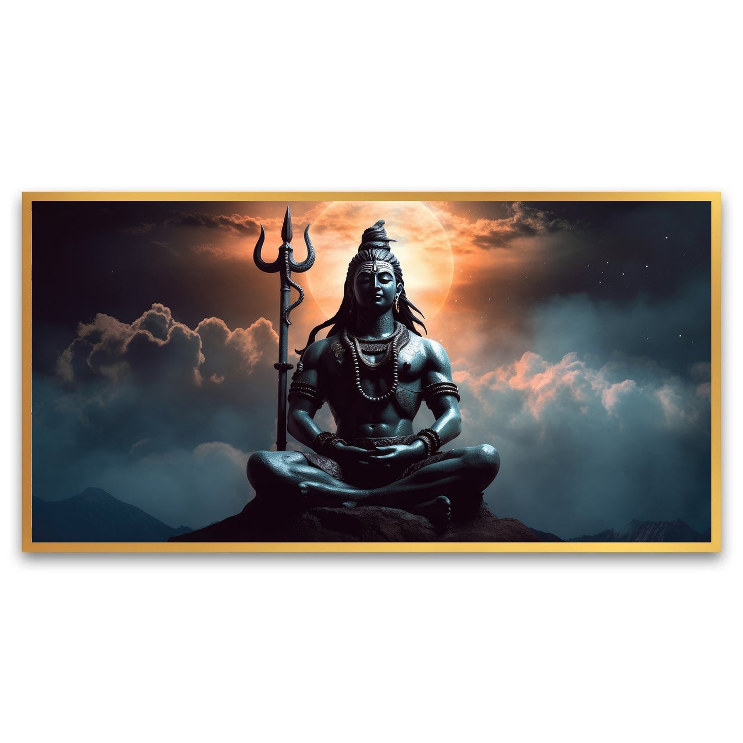 Painting Shiva with moon it Wall Painting for Living Room, Bedroom, Office.