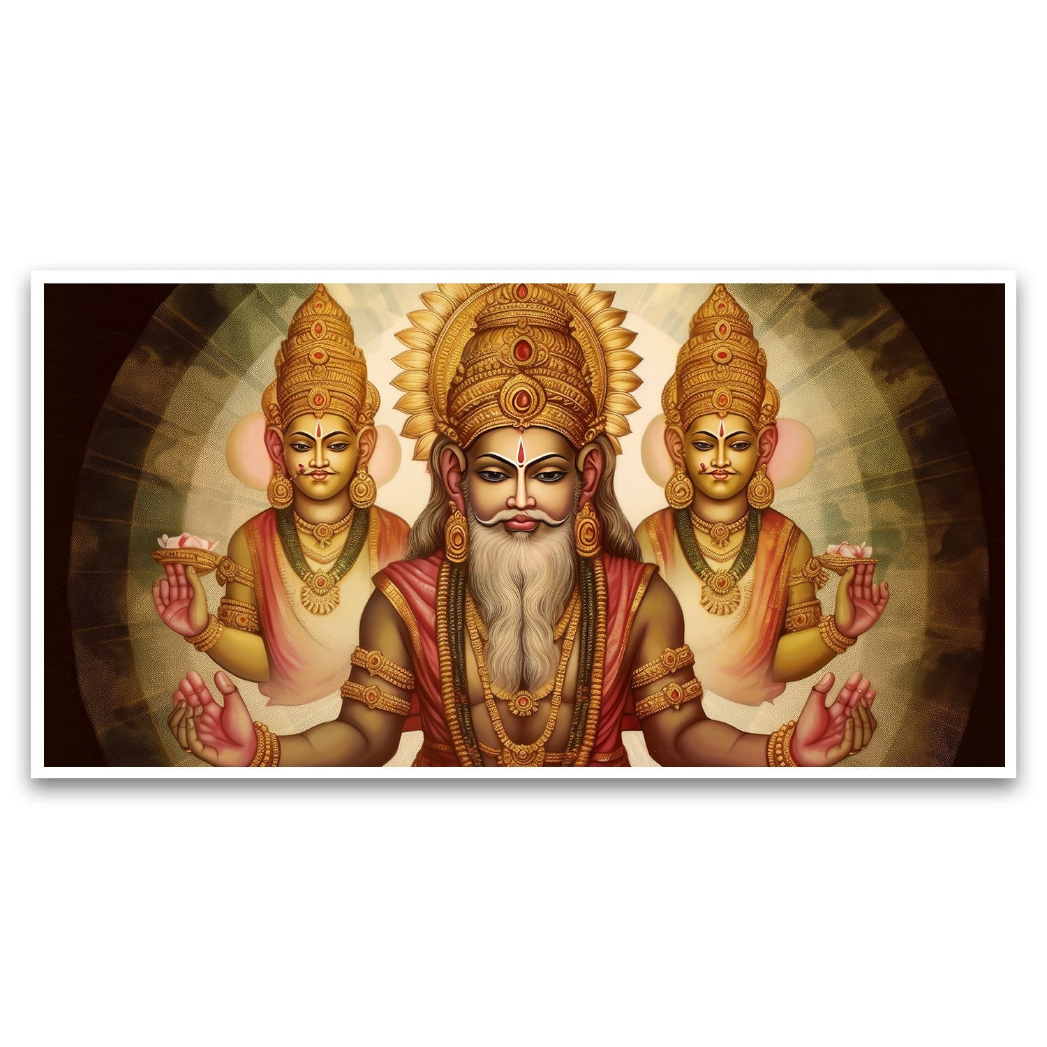 Portrait Indian god brahma Wall Painting for Living Room, Bedroom, Office.