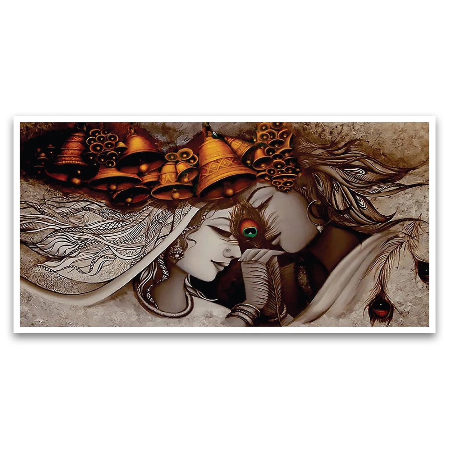 Radha Krishna Floating Framed Canvas Wall Painting