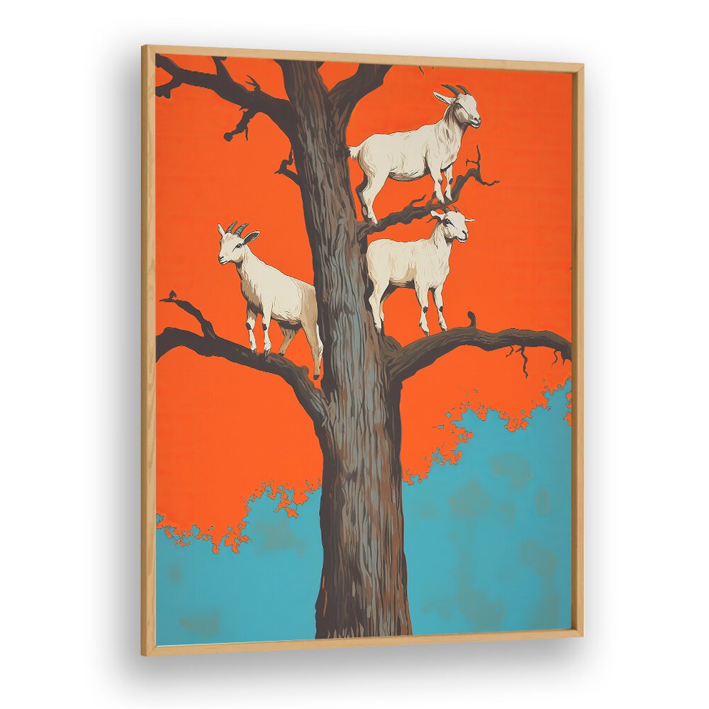 Captivating GOATS IN A TREE, ANIMAL PAINTINGS showcase goats perched on branches, adding whimsy to any space.