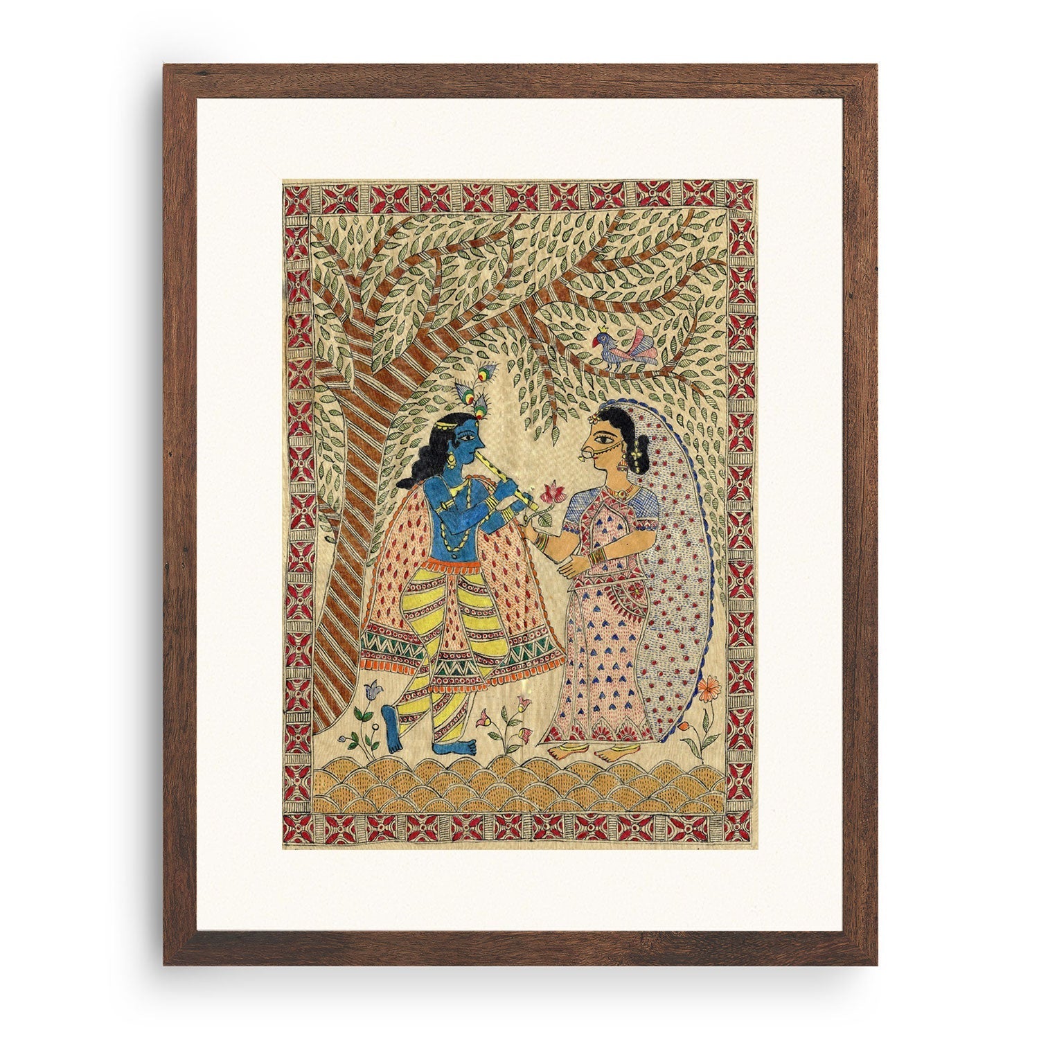 Krishna and Radha Madhubani Painting