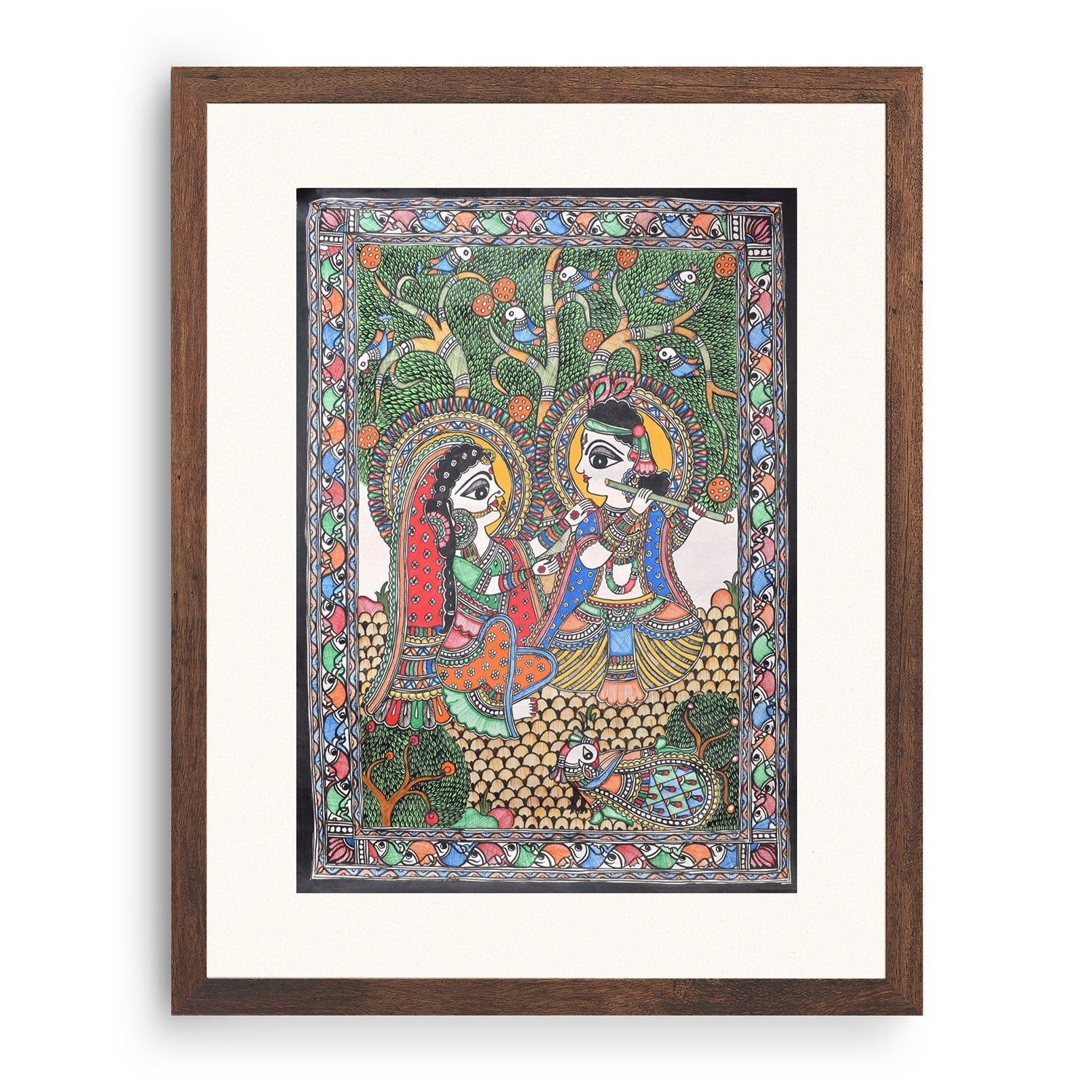 Love Scene of Radha Krishna Madhubani Painting, Madhubani Art, Madhubani Painting