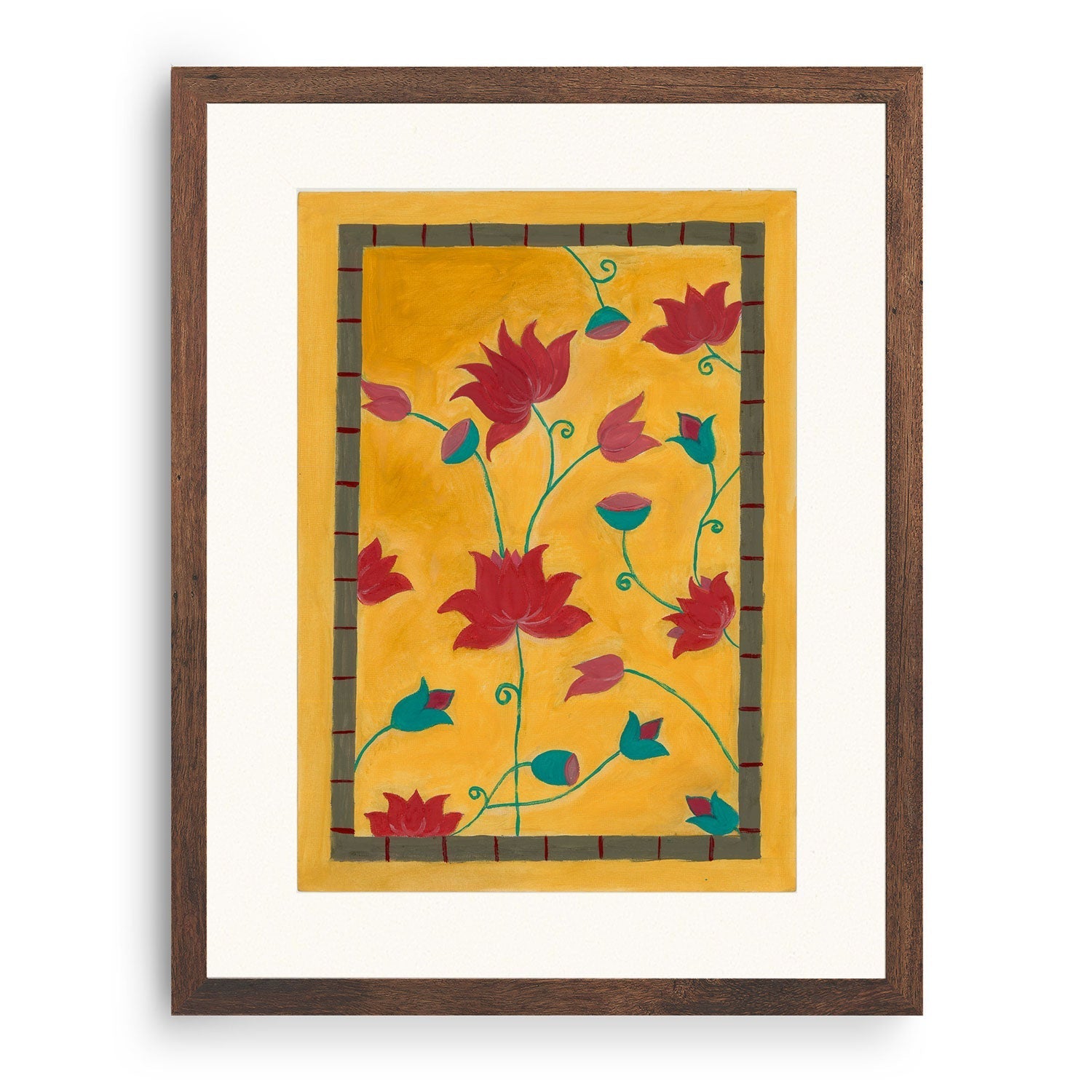 Madhubani Lotus in Oil Medium Art