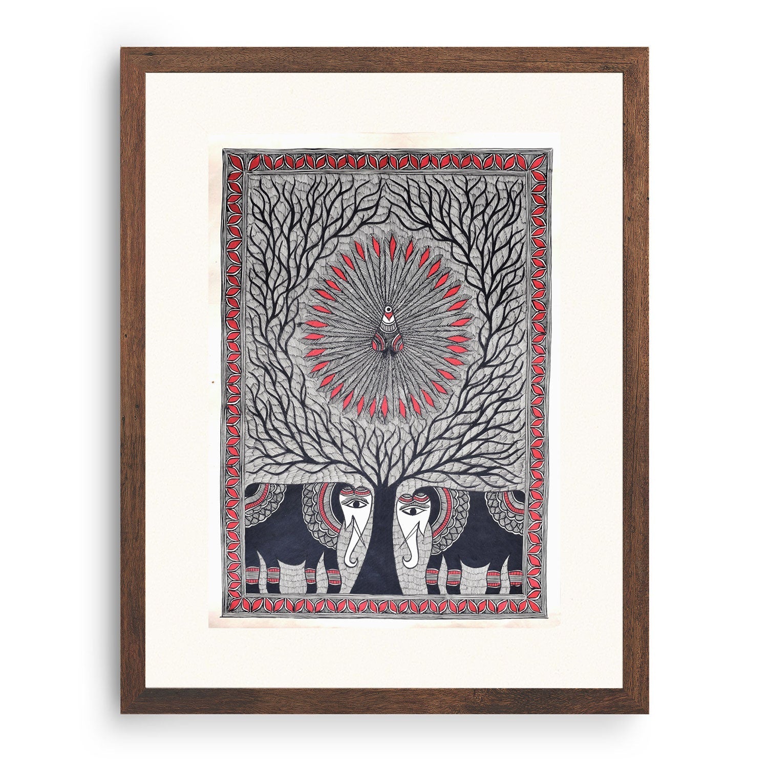 Peacock Elephant Madhubani Painting, Madhubani Art, Madhubani Painting