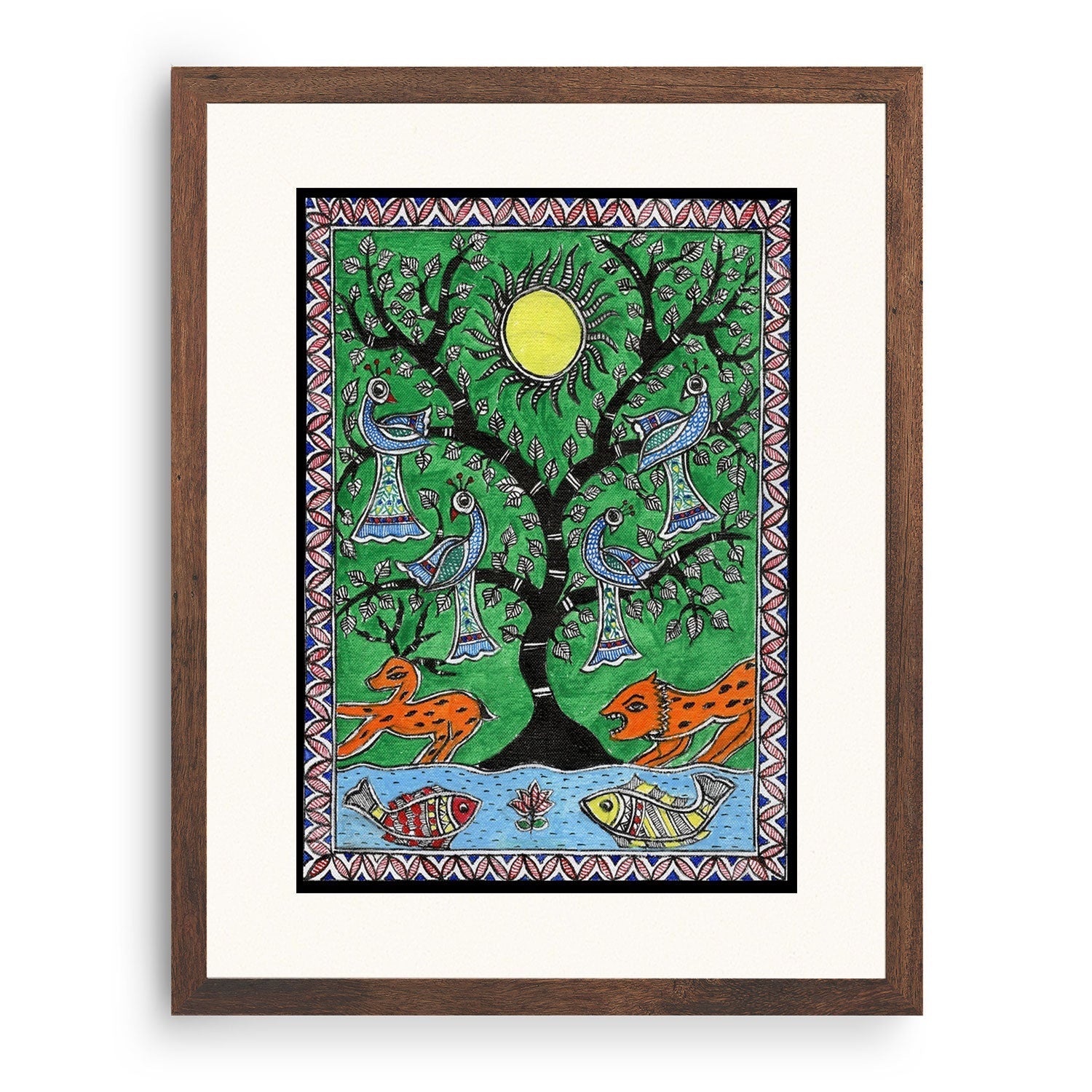 Tree in the Garden Madhubani Painting