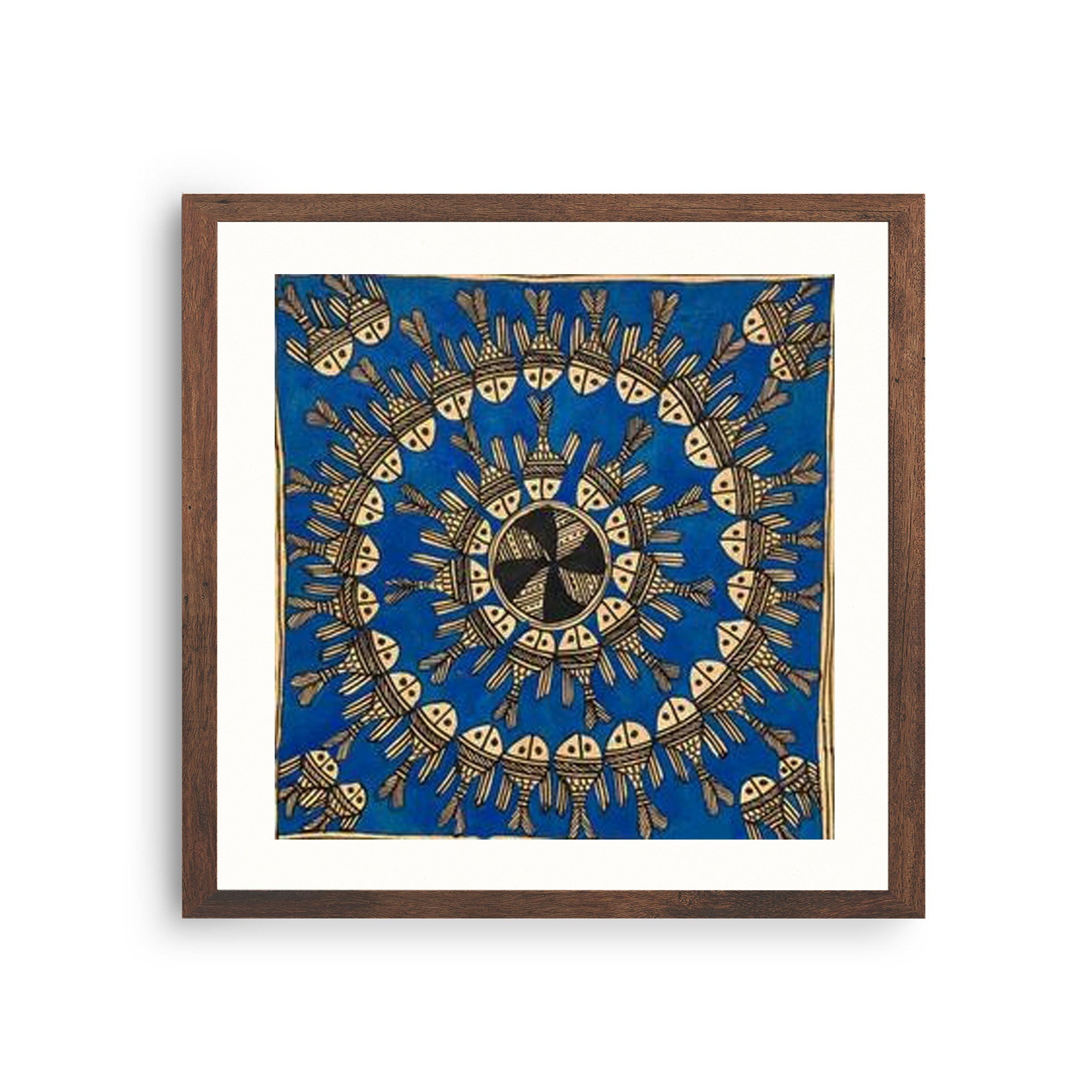 Madhubani Fishes Painting Blue, Madhubani Art