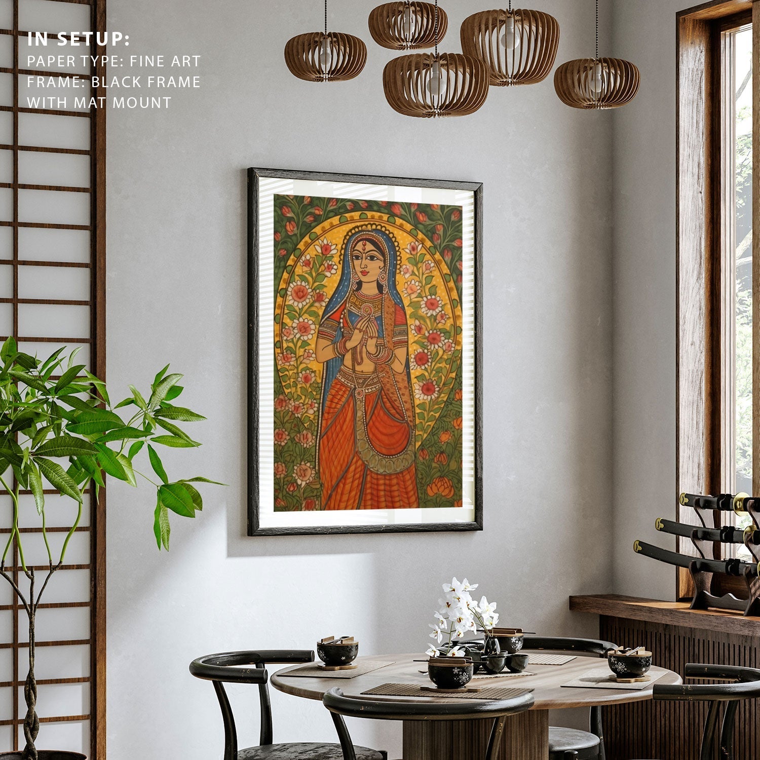 BENEDICTION AMIDST BLOSSOMS MADHUBANI PAINTING