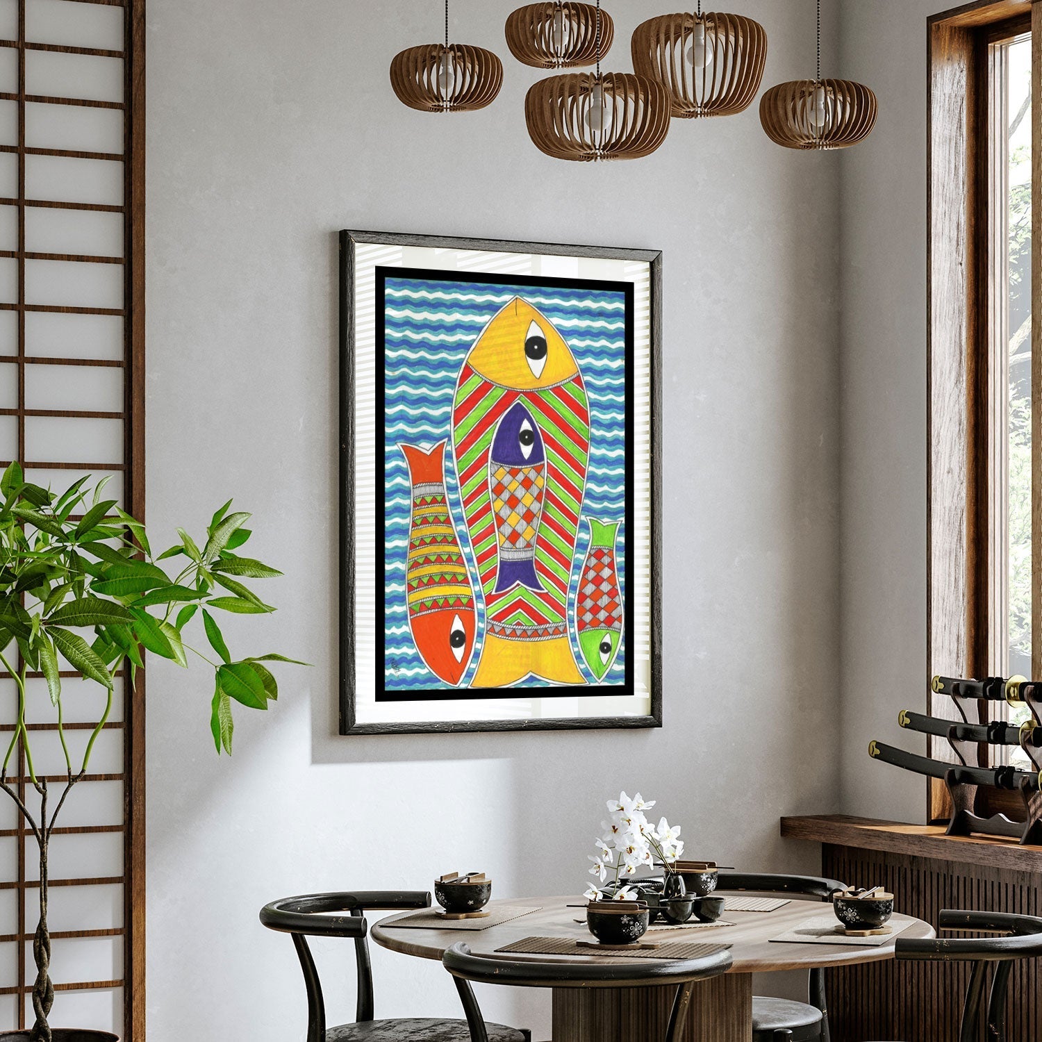 Life of Fish Madhubani Painting, Madhubani Art, Madhubani Painting