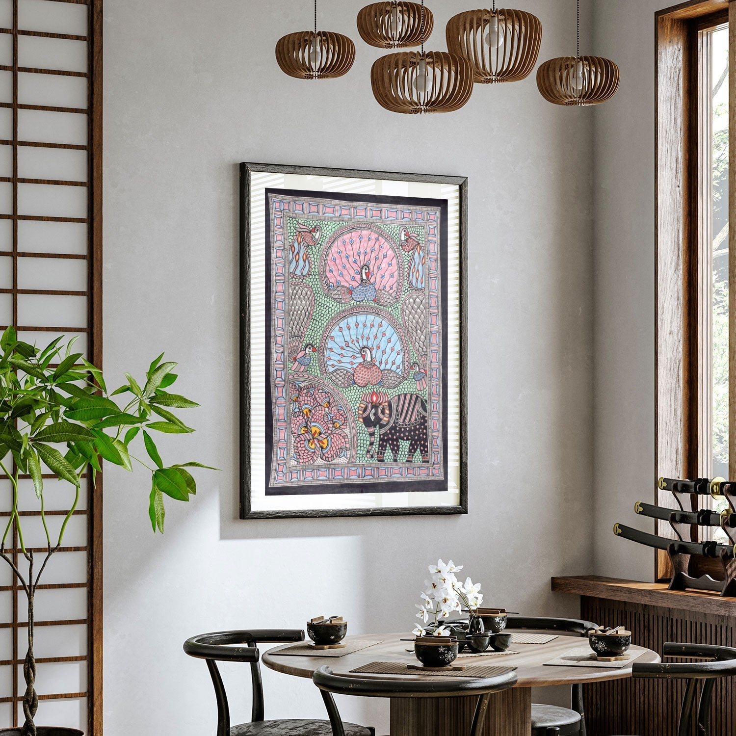 Scene of forest Madhubani Painting, Madhubani Art, Madhubani Painting