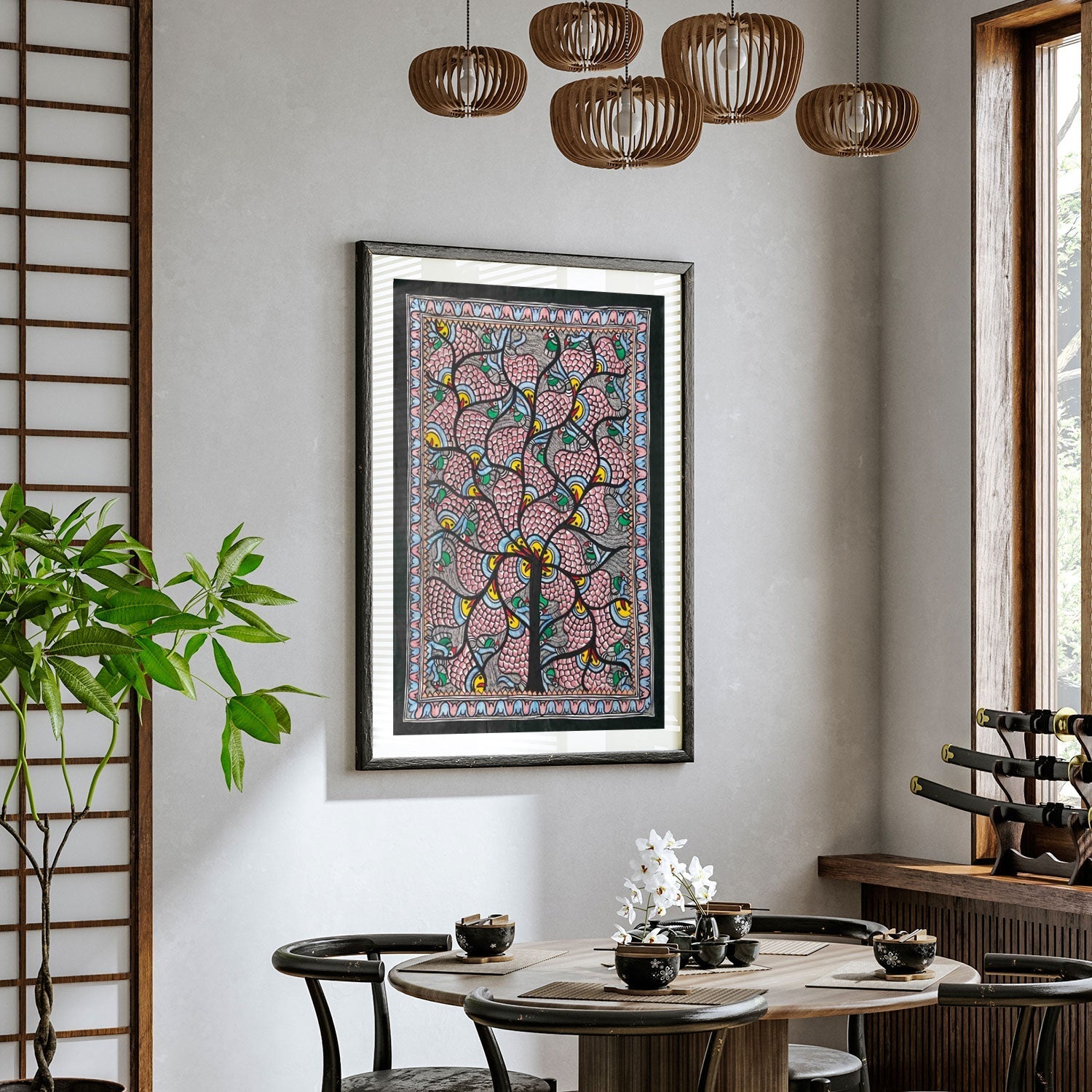 Fish and Tree rass, Madhubani Art, Madhubani Painting