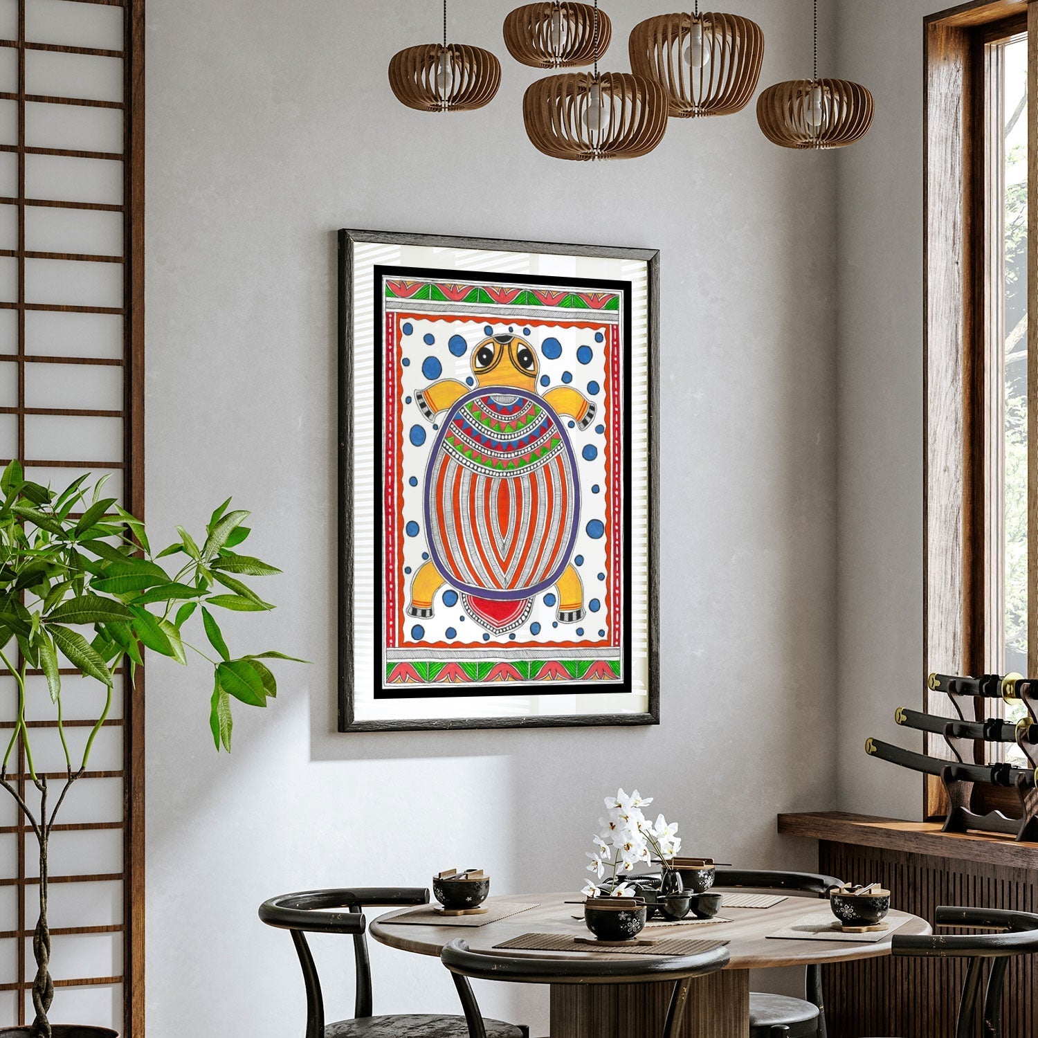 Turtle Painting Madhubani Style, Madhubani Art, Madhubani Painting
