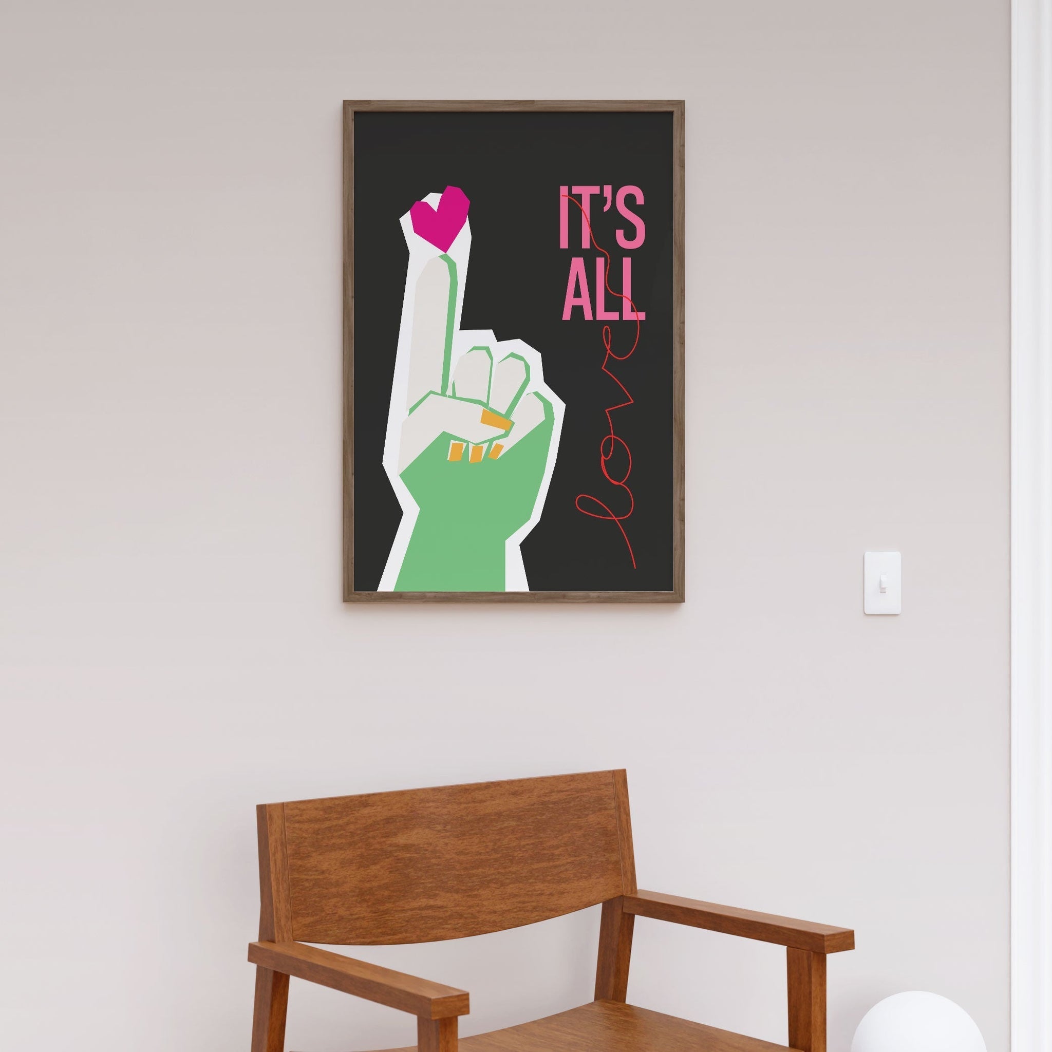 It's All Love Hand Grey, Motivational Poster