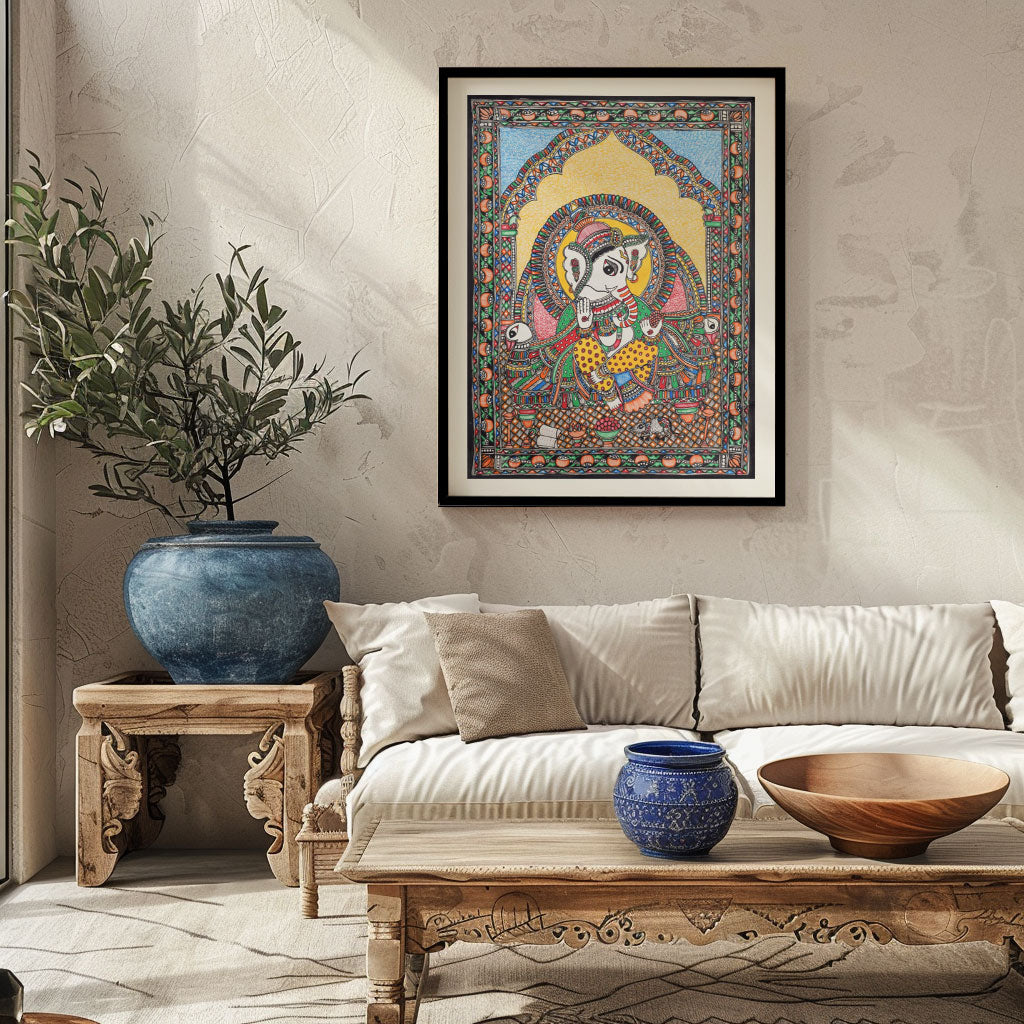 Lord Ganesha Madhubani Painting, Madhubani Art, Madhubani Painting