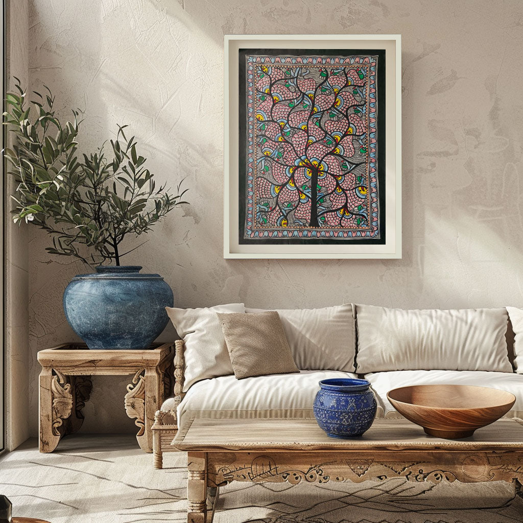 Fish and Tree rass, Madhubani Art, Madhubani Painting