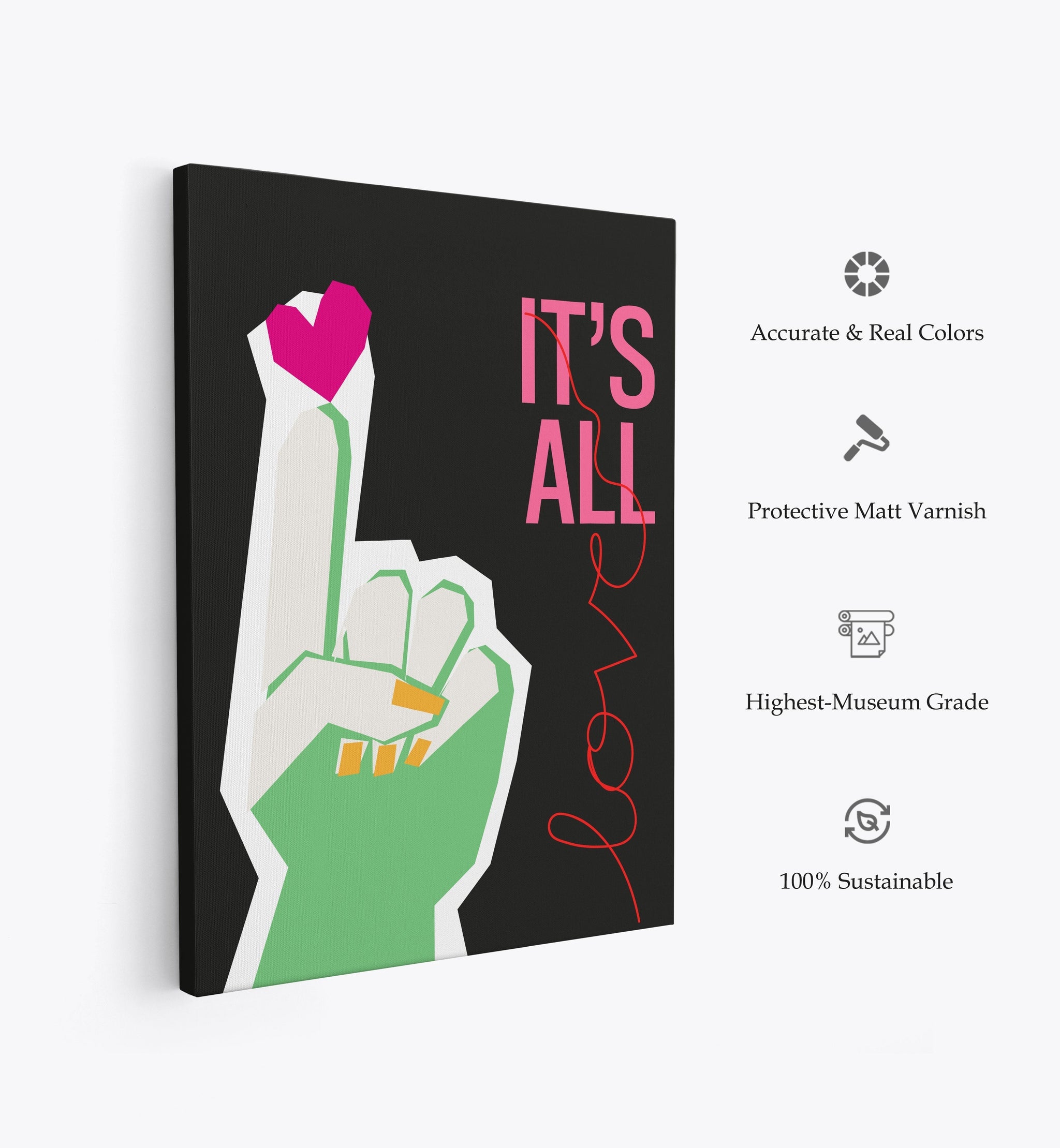It's All Love Hand Grey, Motivational Poster