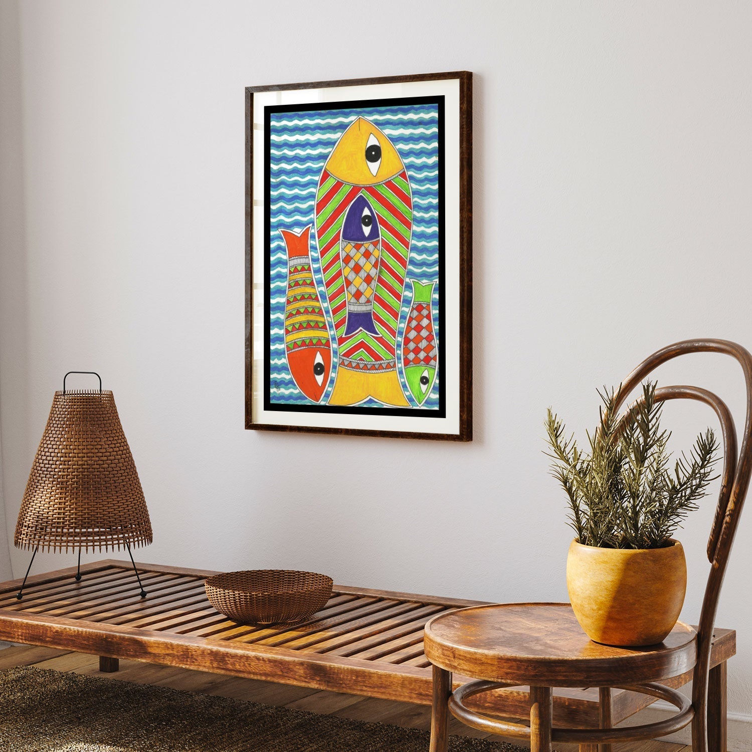 Life of Fish Madhubani Painting, Madhubani Art, Madhubani Painting