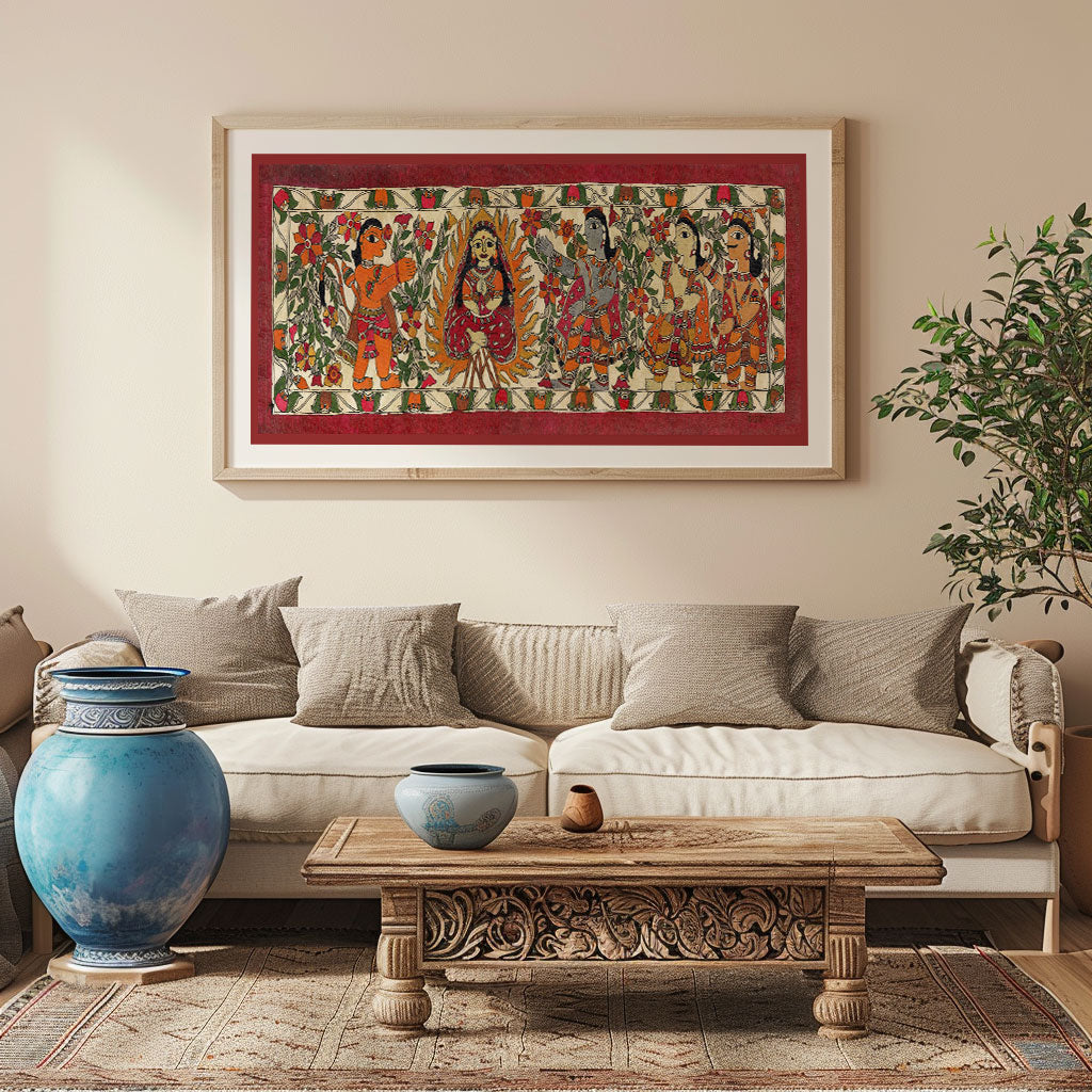 Sita Agnipariksha Madhubani Painting