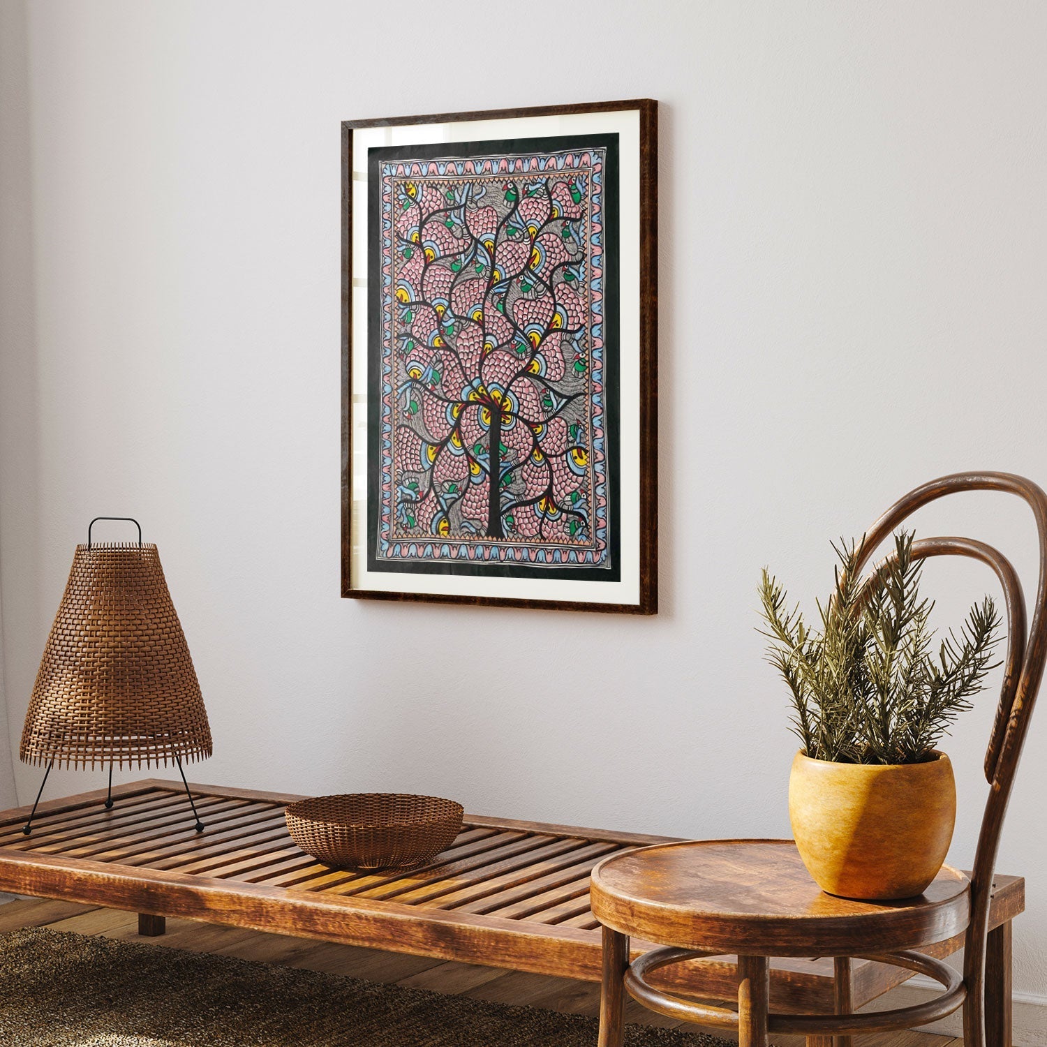 Fish and Tree rass, Madhubani Art, Madhubani Painting